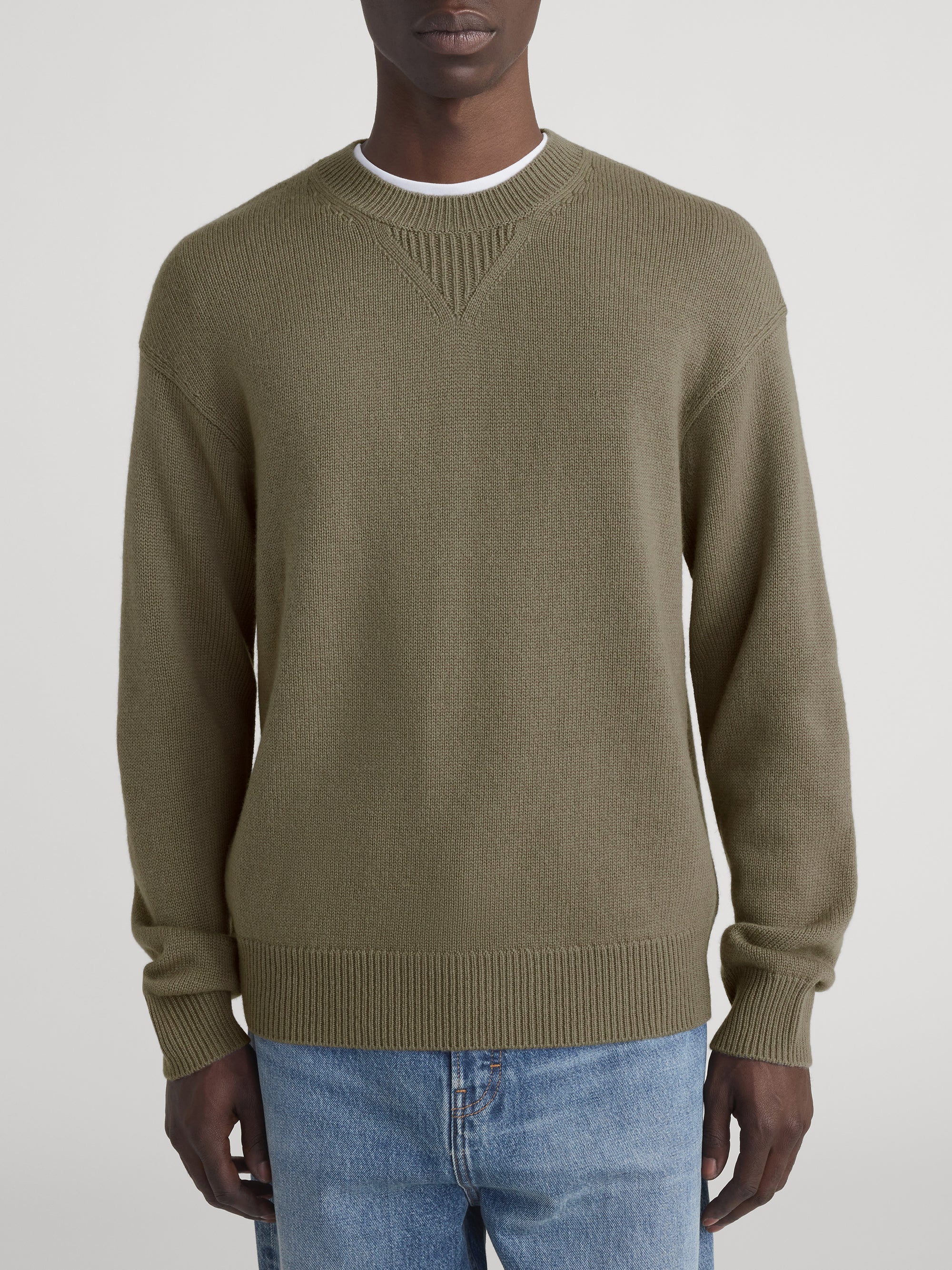Suede Patch Sweater -- Light Taupe - Image 3
