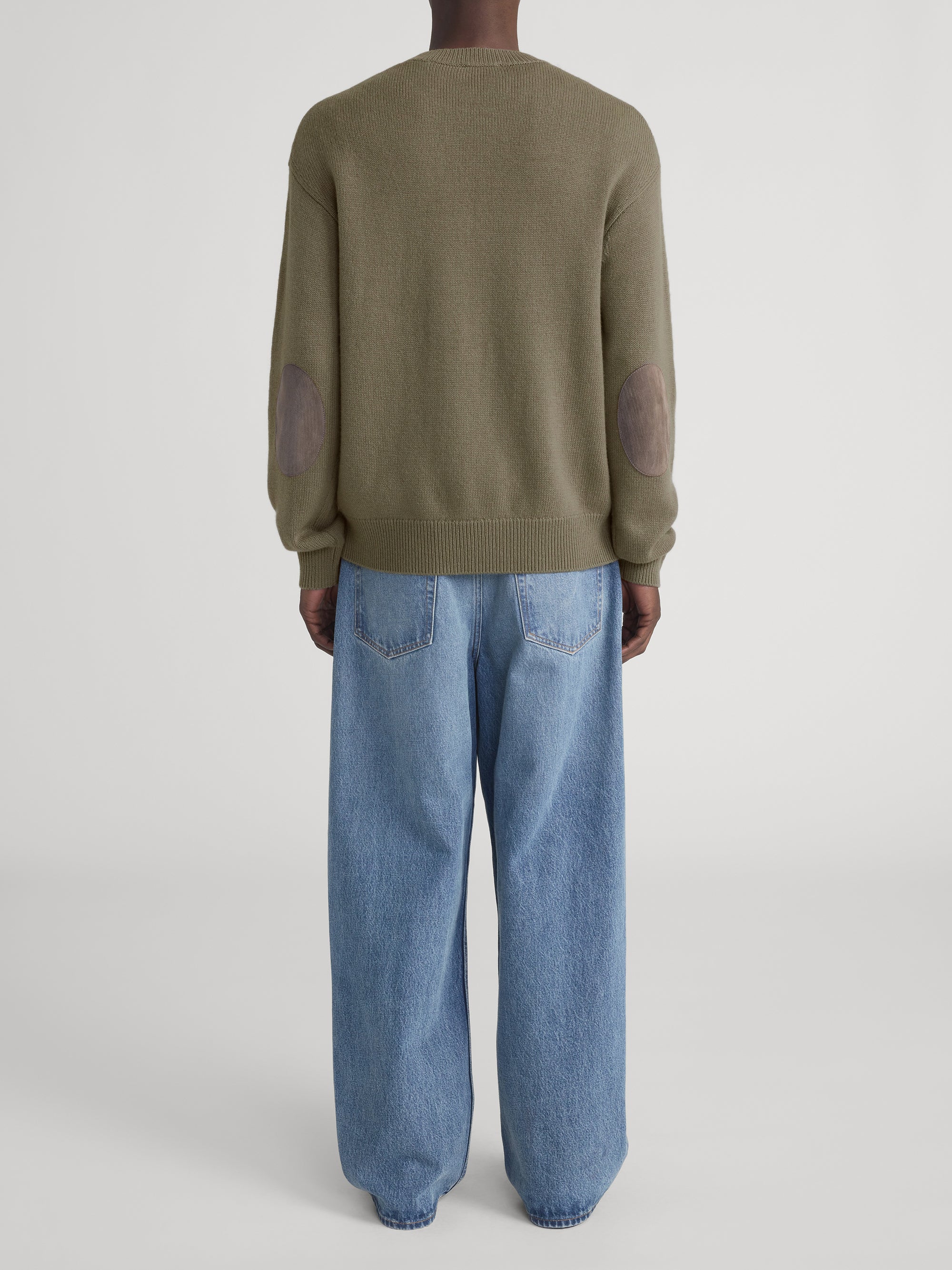 Suede Patch Sweater -- Light Taupe - Image 7