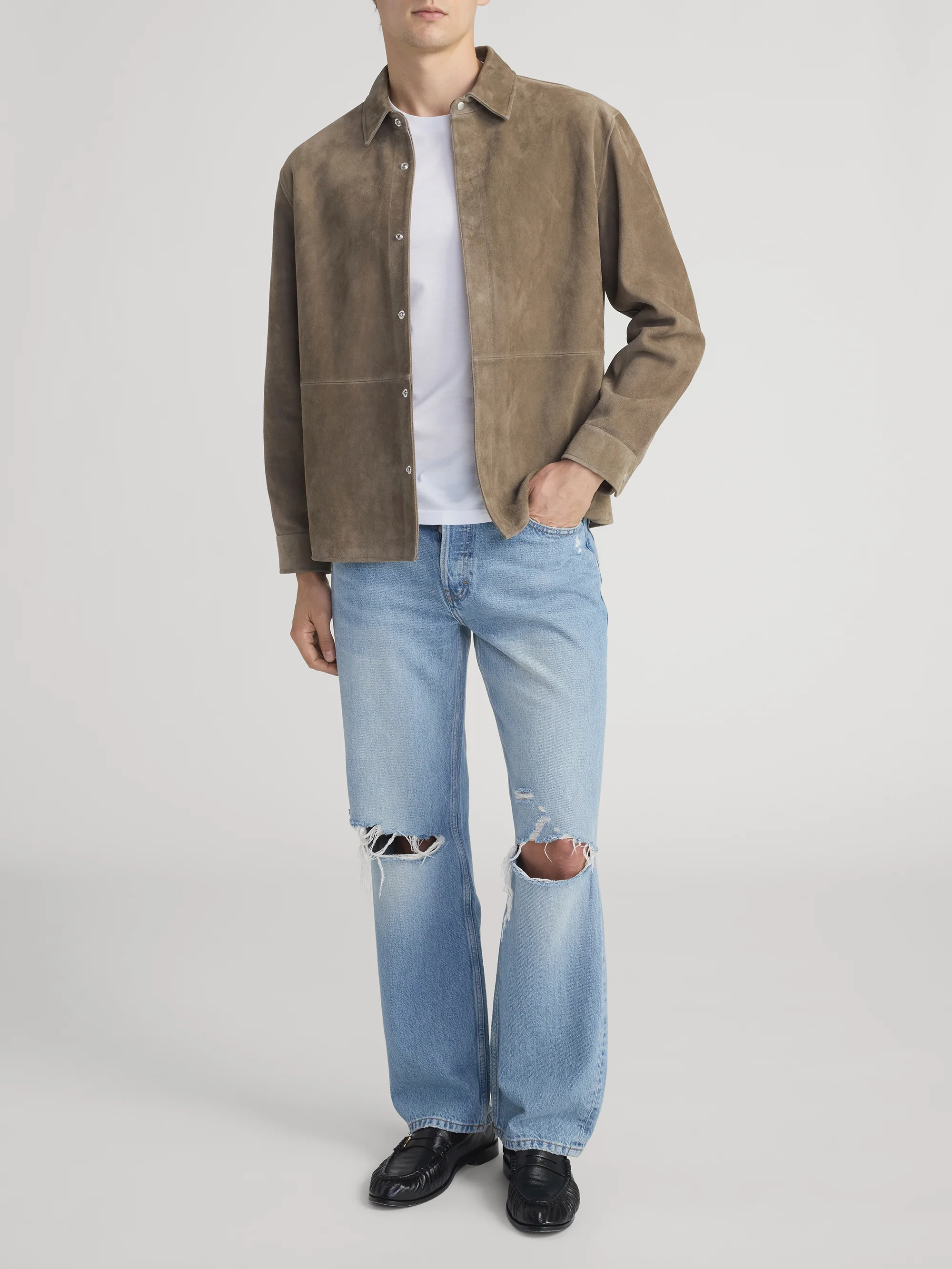 Suede Shirt -- Dark Beige - Image 2