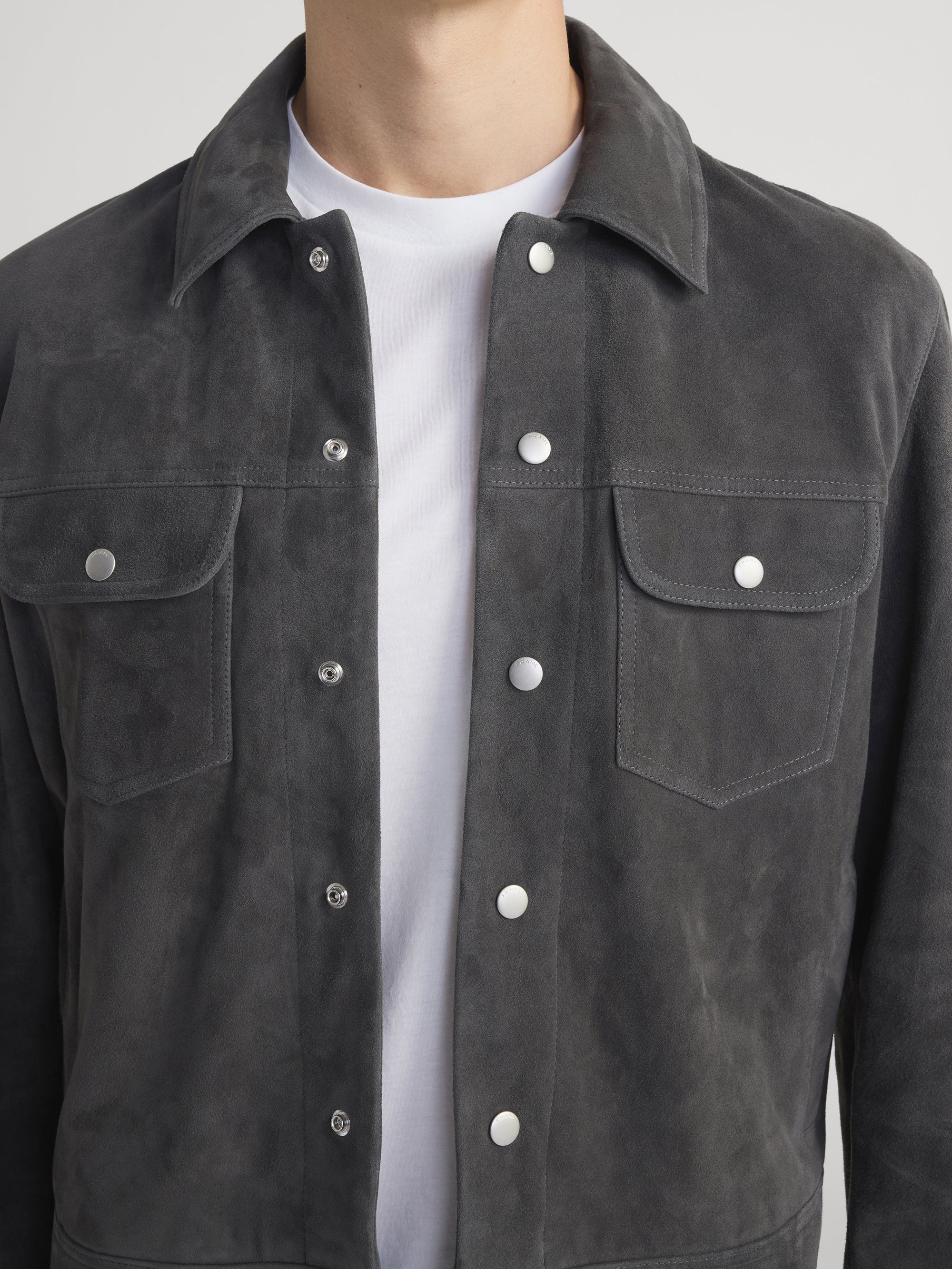 Suede Trucker Jacket -- Dark Grey - Image 4