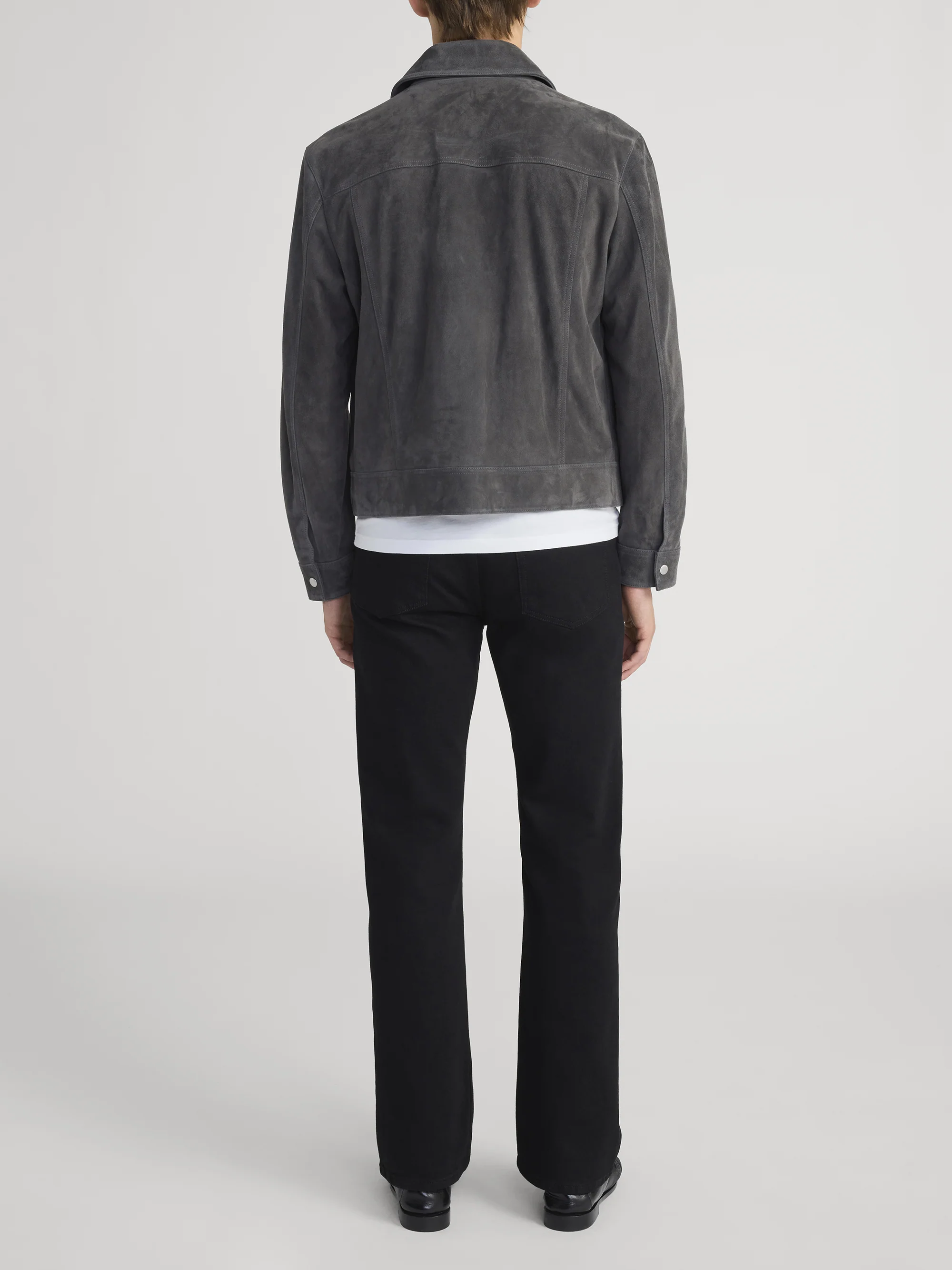 Suede Trucker Jacket -- Dark Grey - Image 6