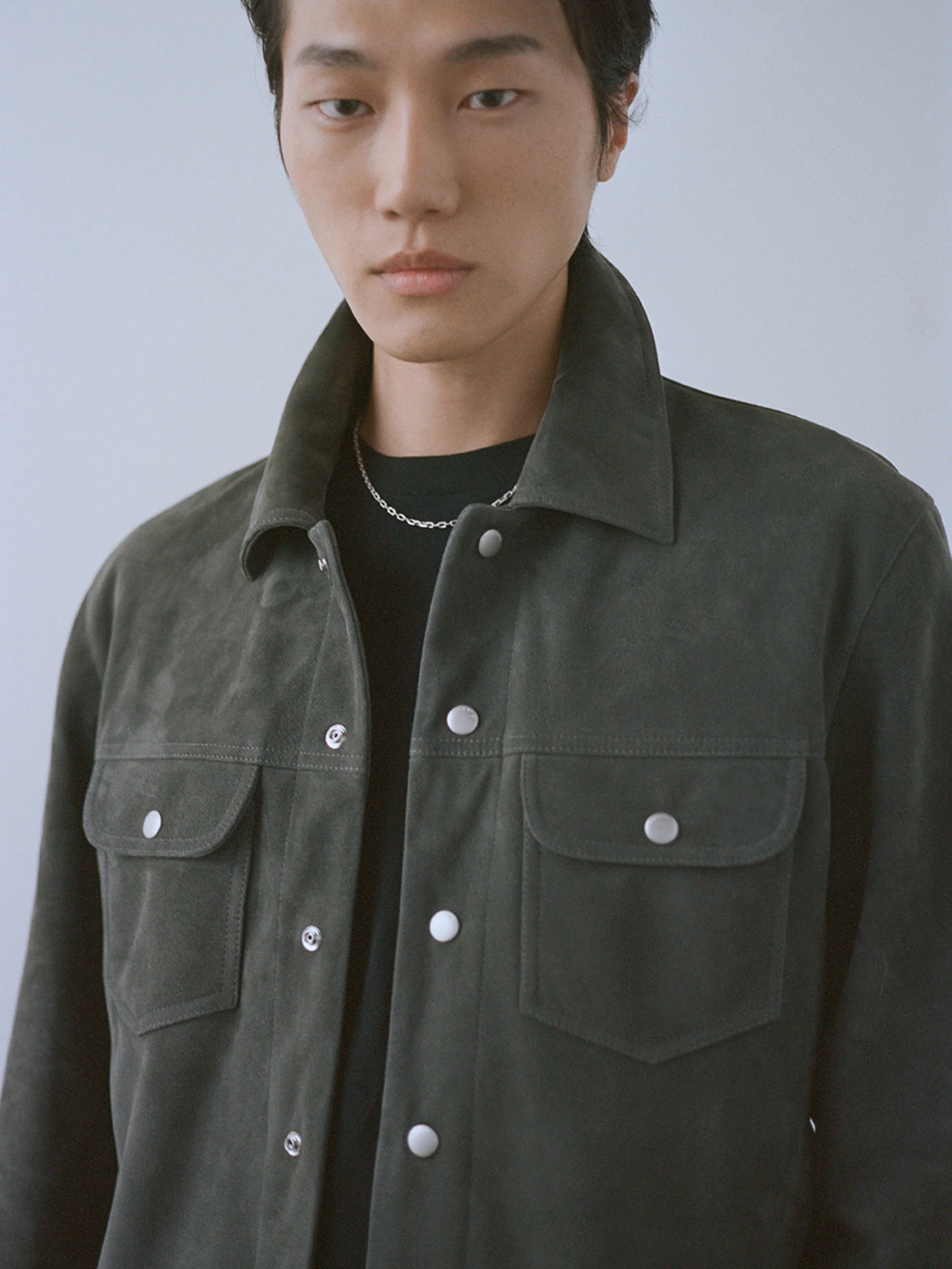 Suede Trucker Jacket -- Dark Grey - Image 7