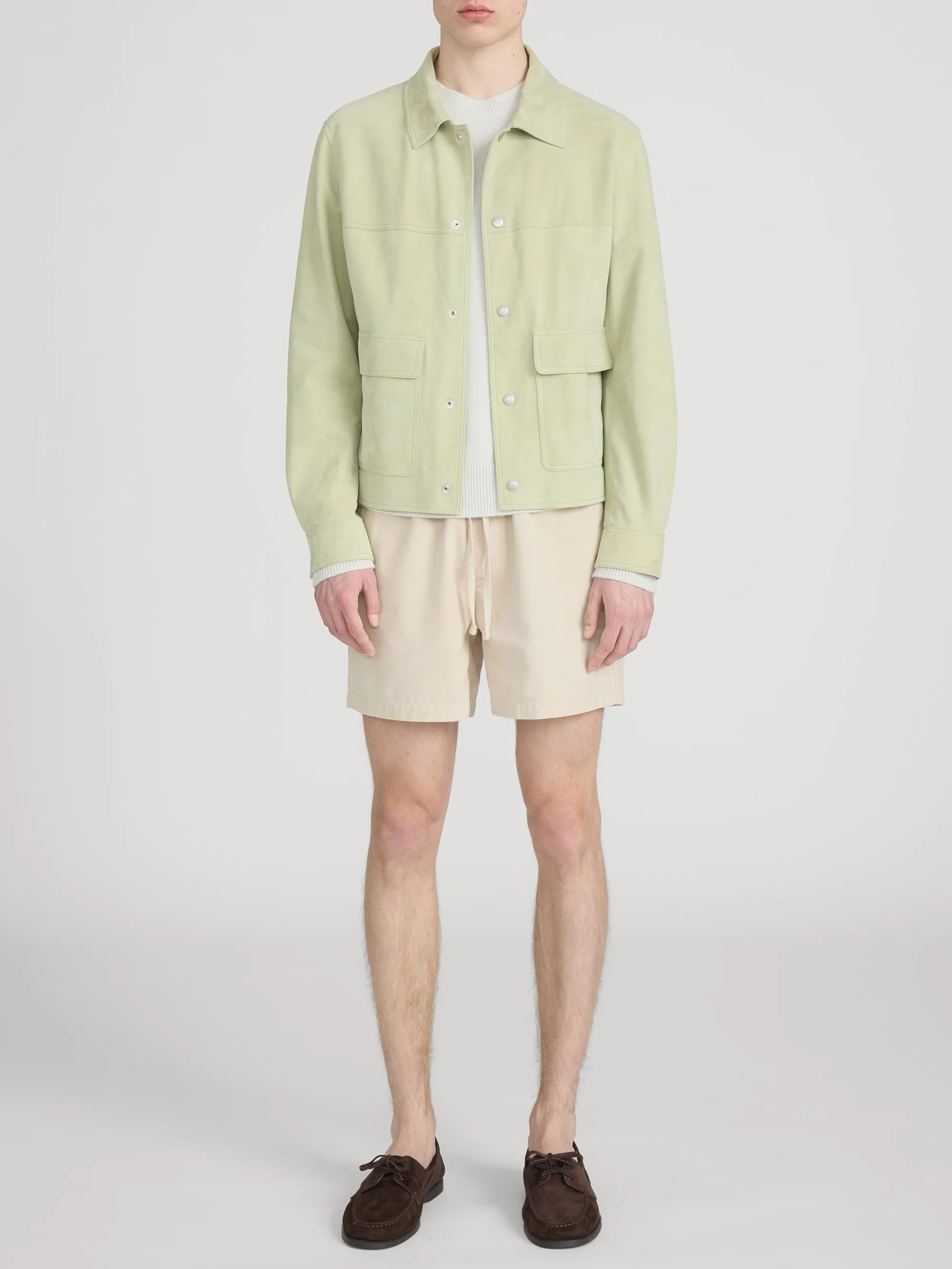 Suede Trucker Jacket -- Soft Pistachio - Image 2