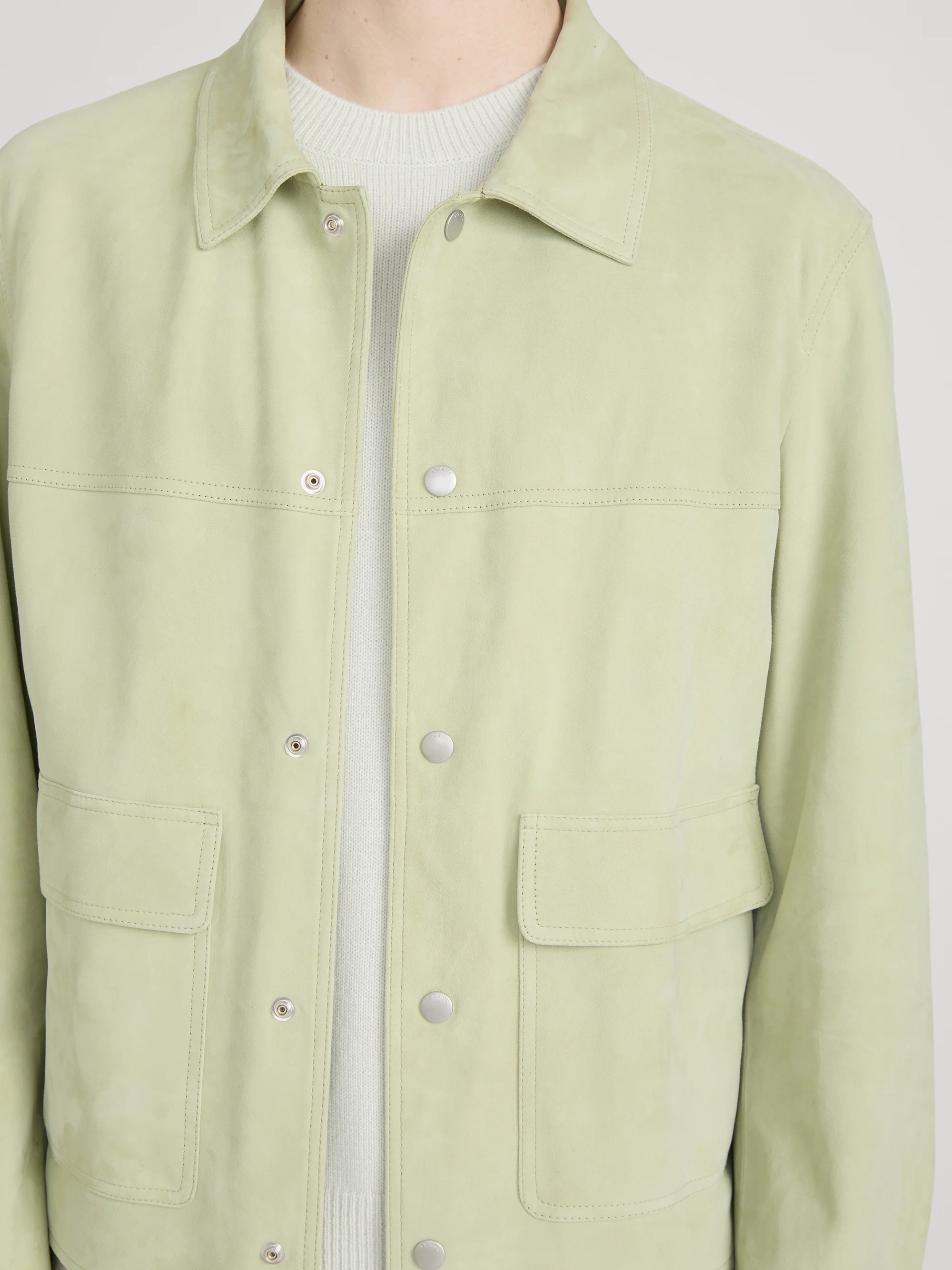 Suede Trucker Jacket -- Soft Pistachio - Image 3