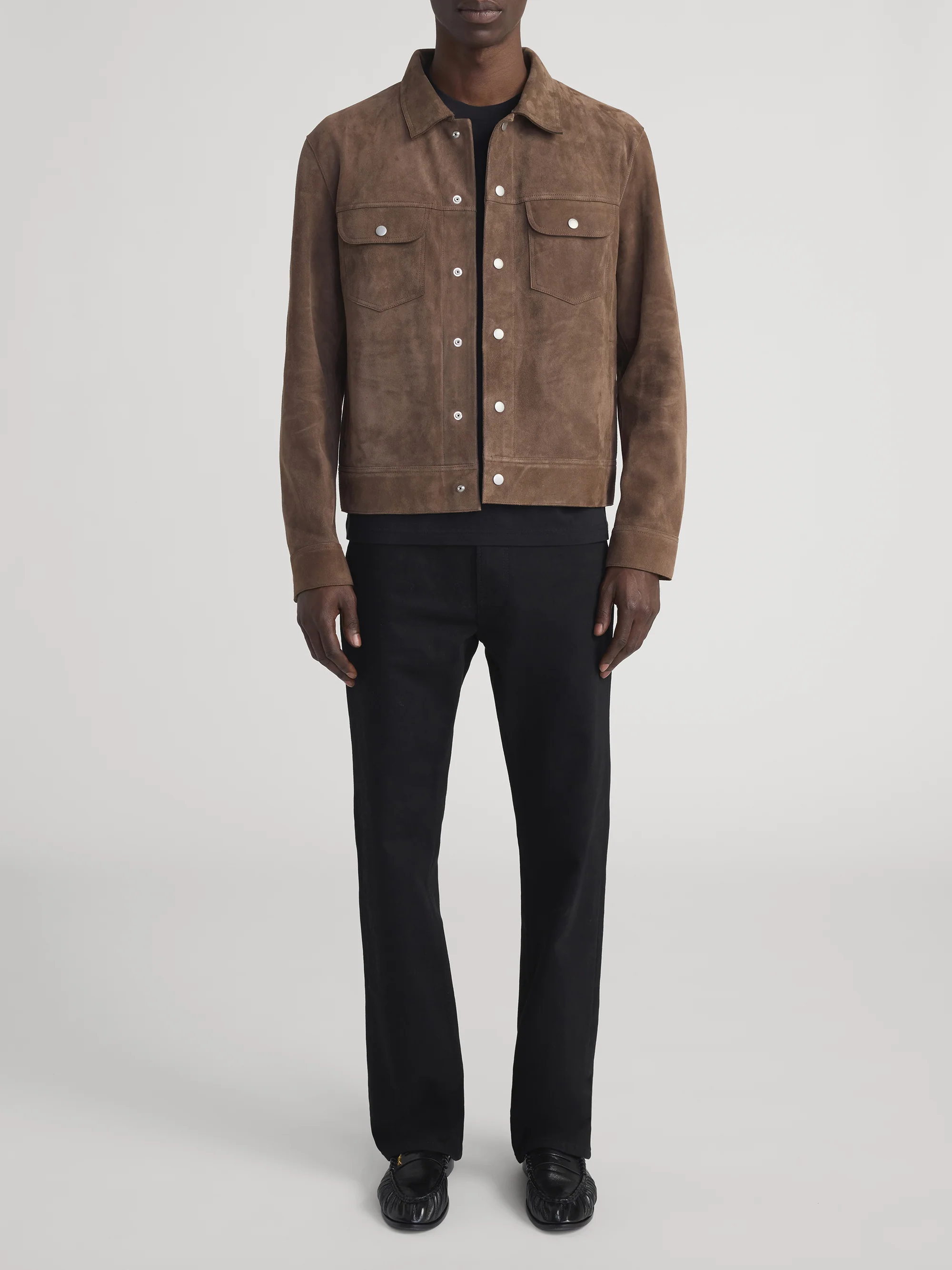 Suede Trucker Jacket -- Mocha - Image 2