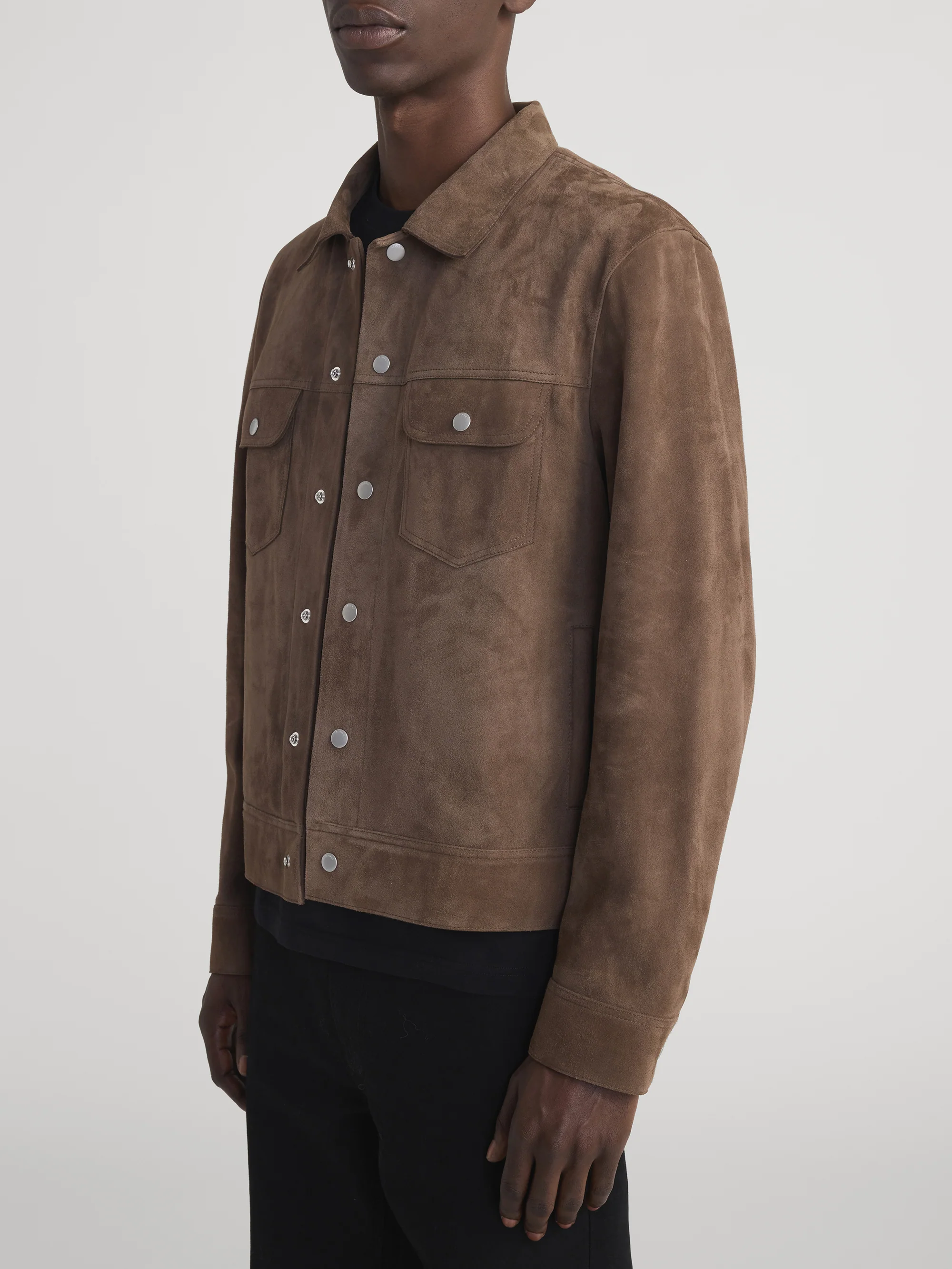 Suede Trucker Jacket -- Mocha - Image 5