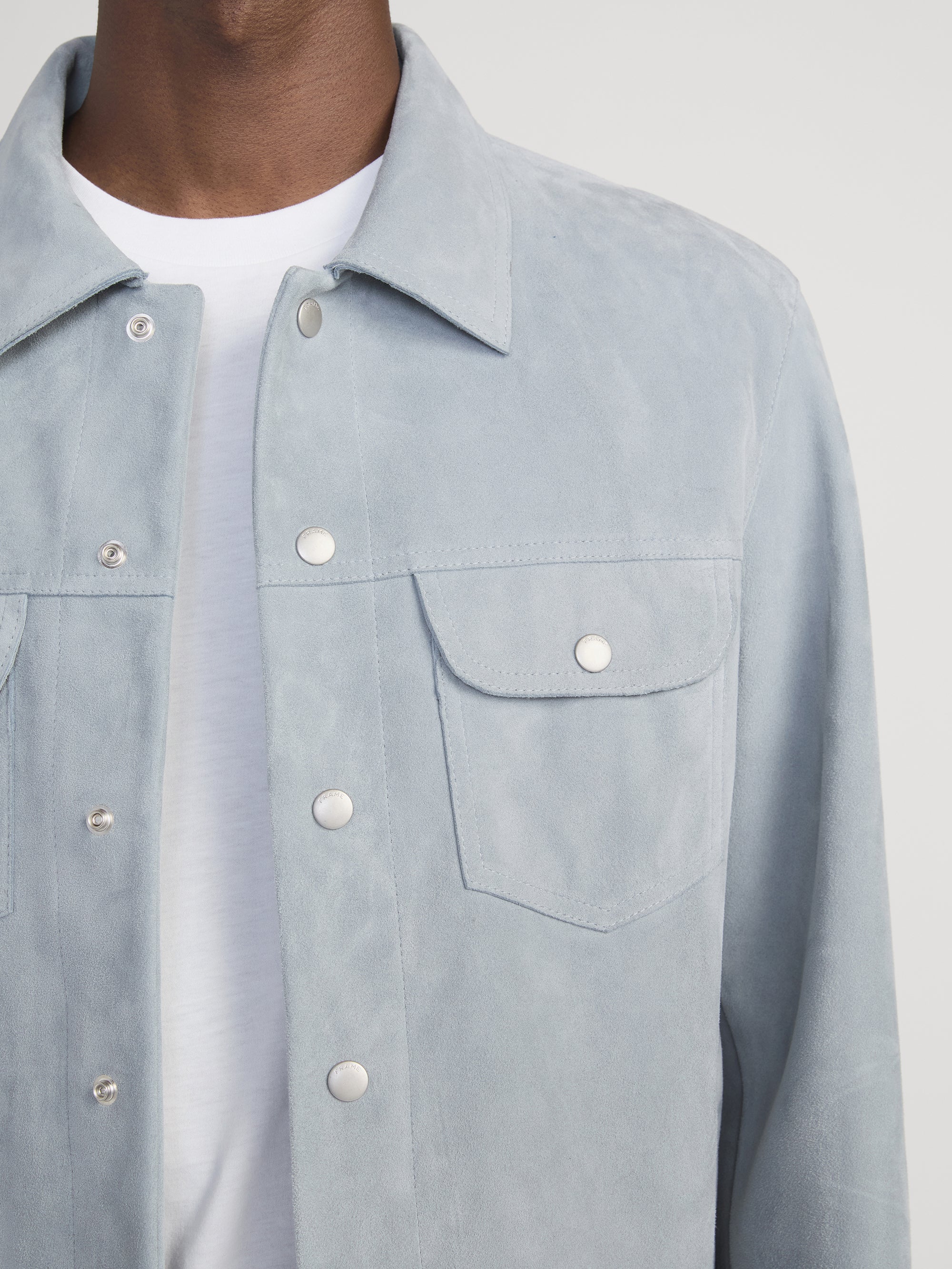 Suede Trucker Jacket -- Smoky Blue - Image 5