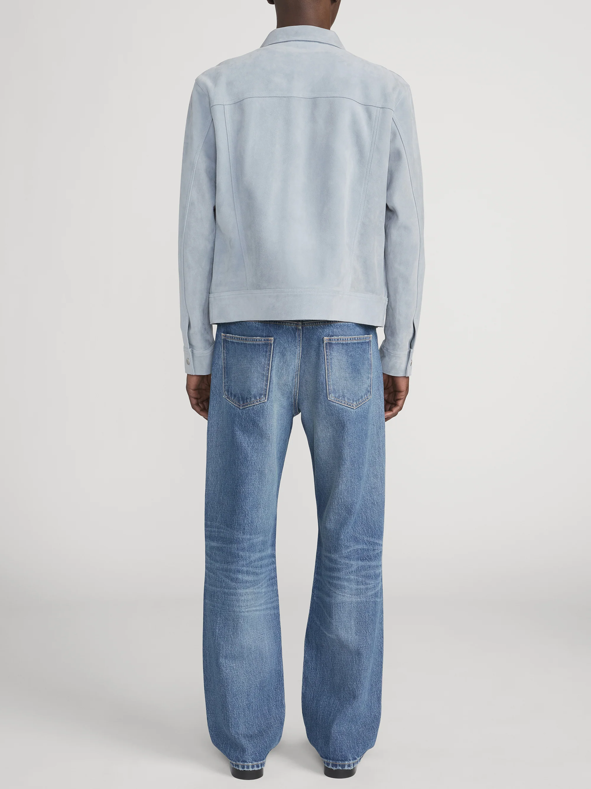 Suede Trucker Jacket -- Smoky Blue - Image 6