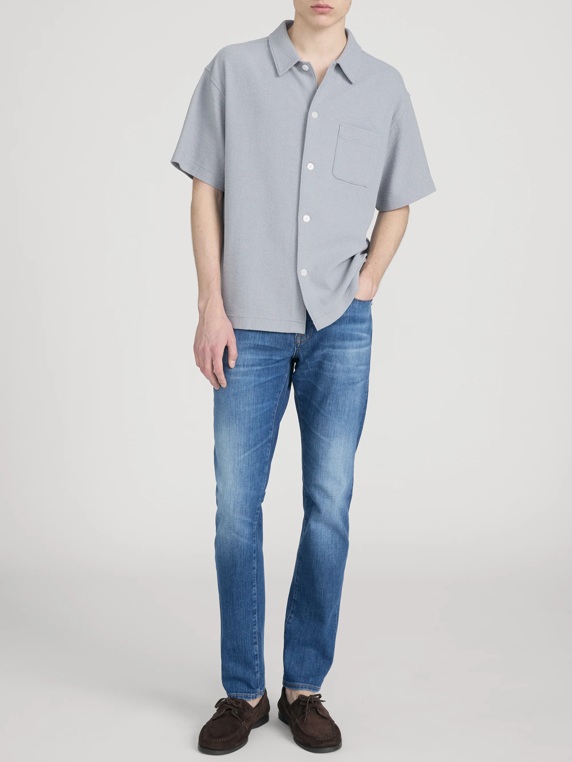 Textured Button Down Shirt -- Blue Grey - Image 2