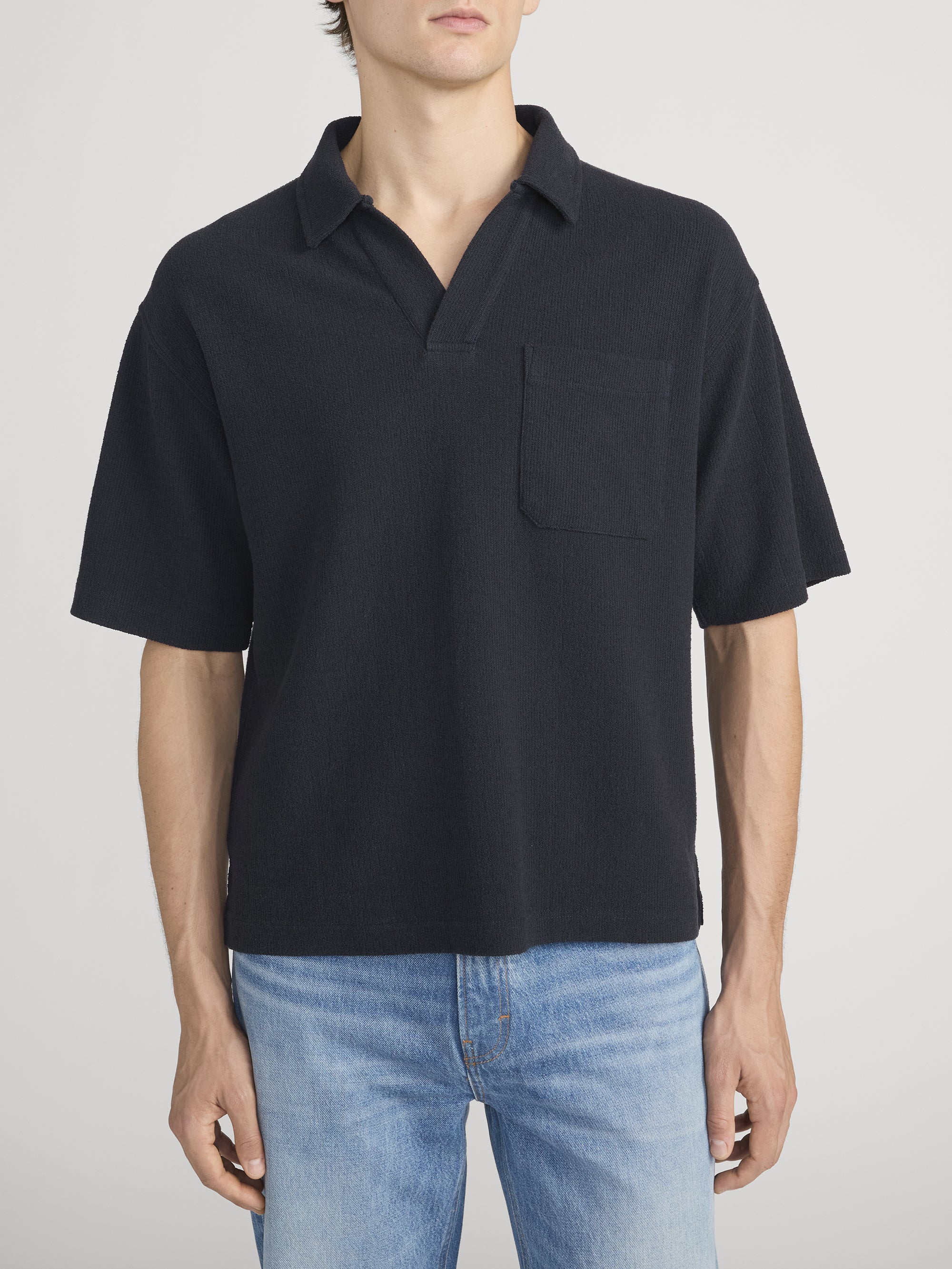 Textured Polo -- Dark Navy - Image 3