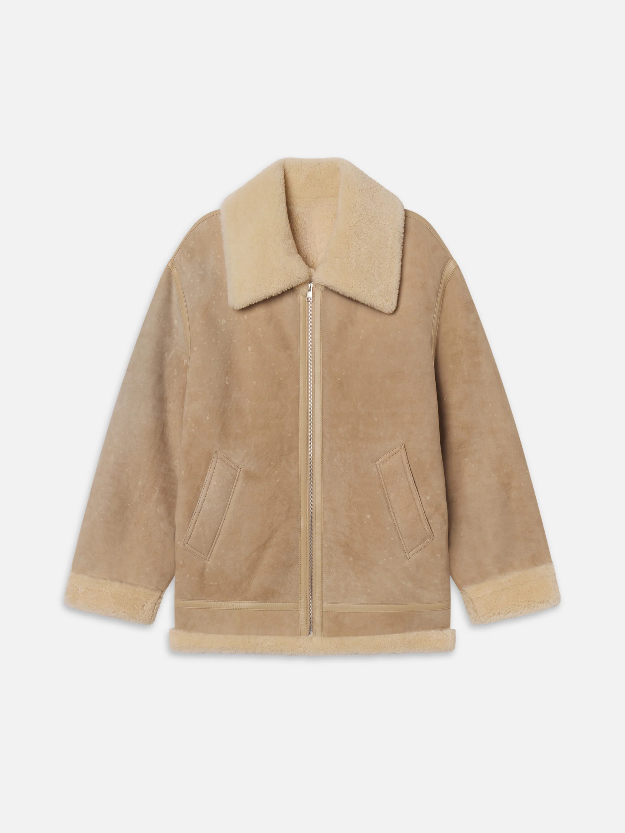 The Aged Shearling Aviator Jacket -- Light Camel