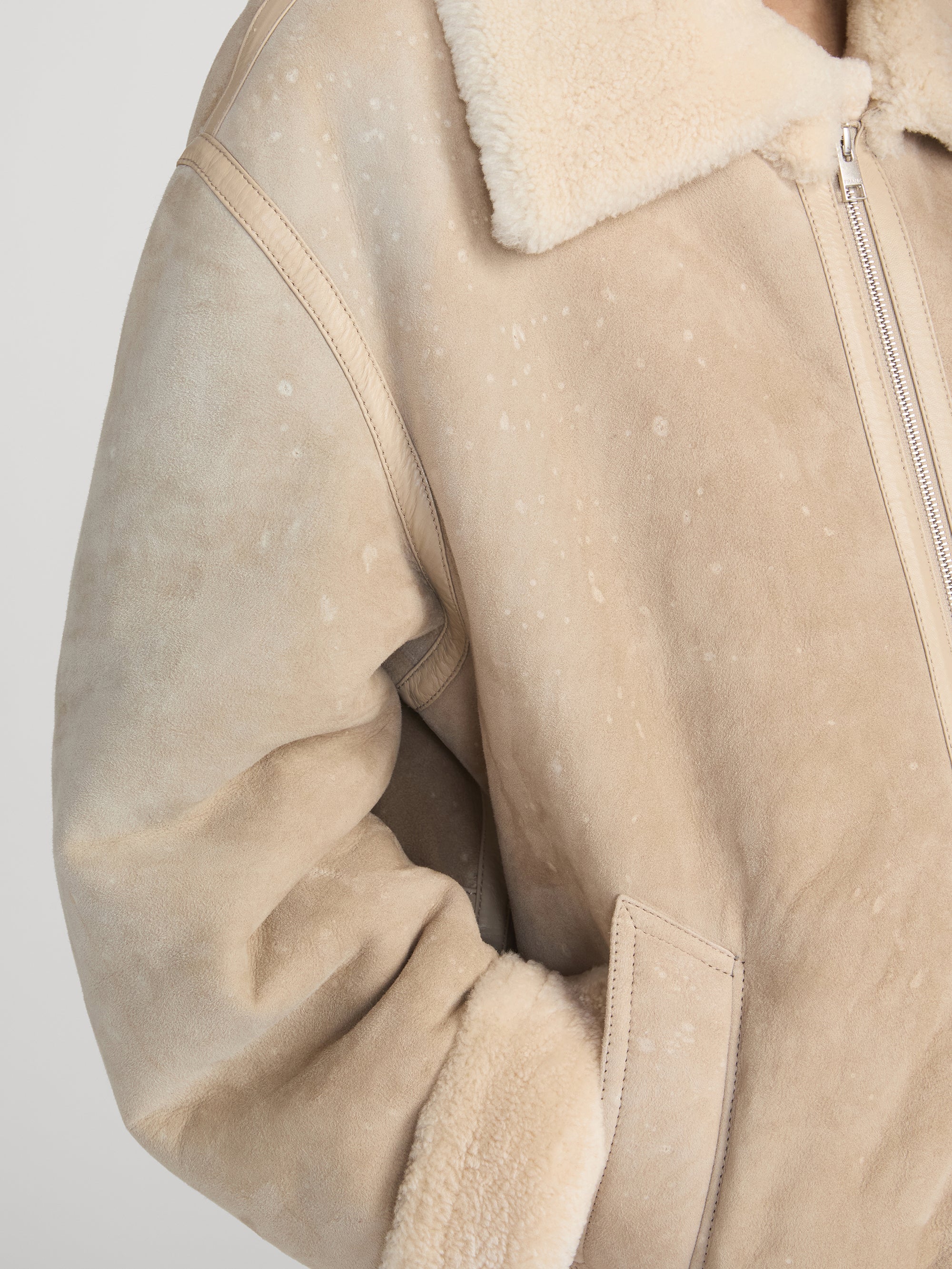 The Aged Shearling Aviator Jacket -- Light Camel - Image 5
