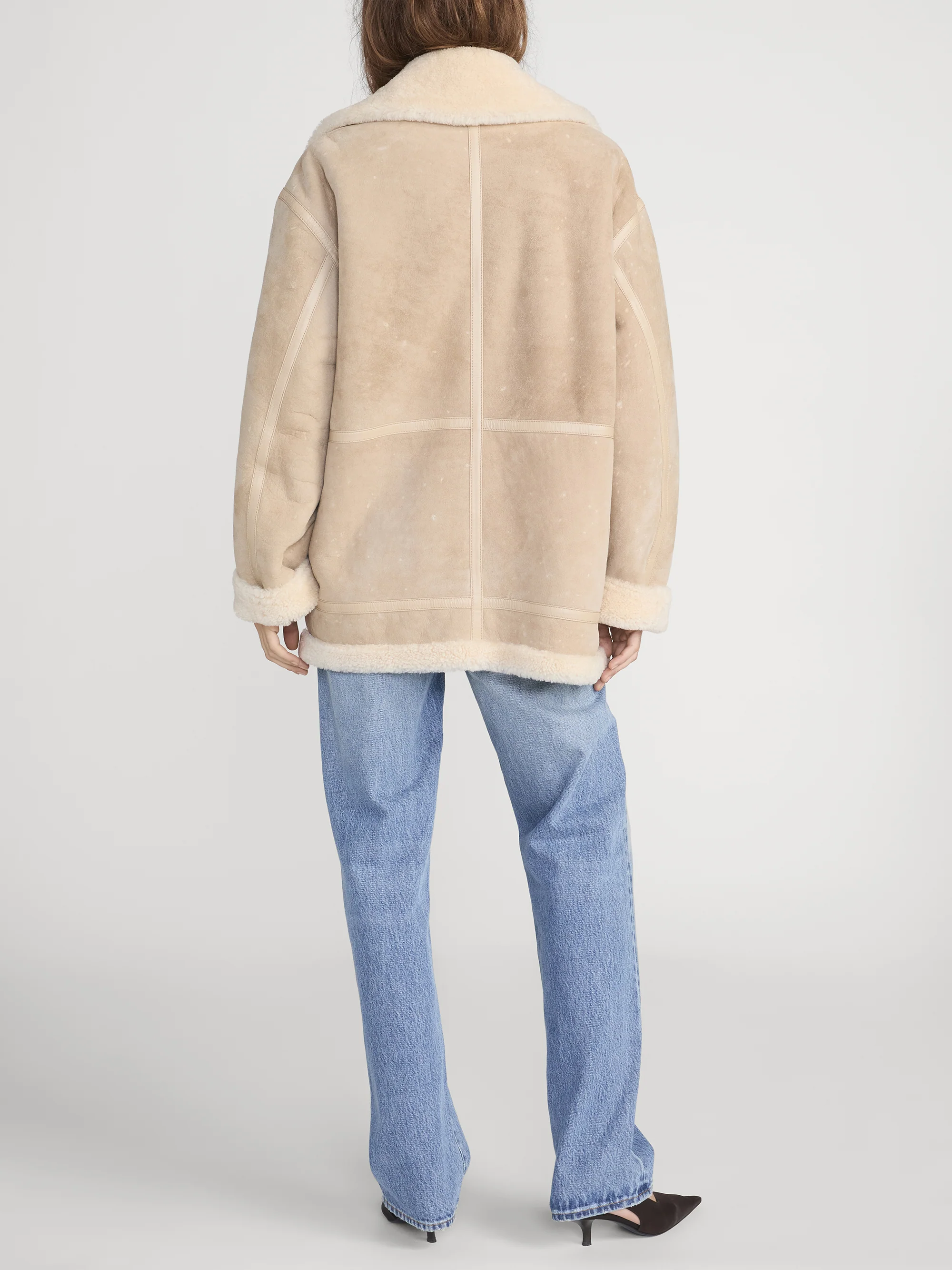 The Aged Shearling Aviator Jacket -- Light Camel - Image 6