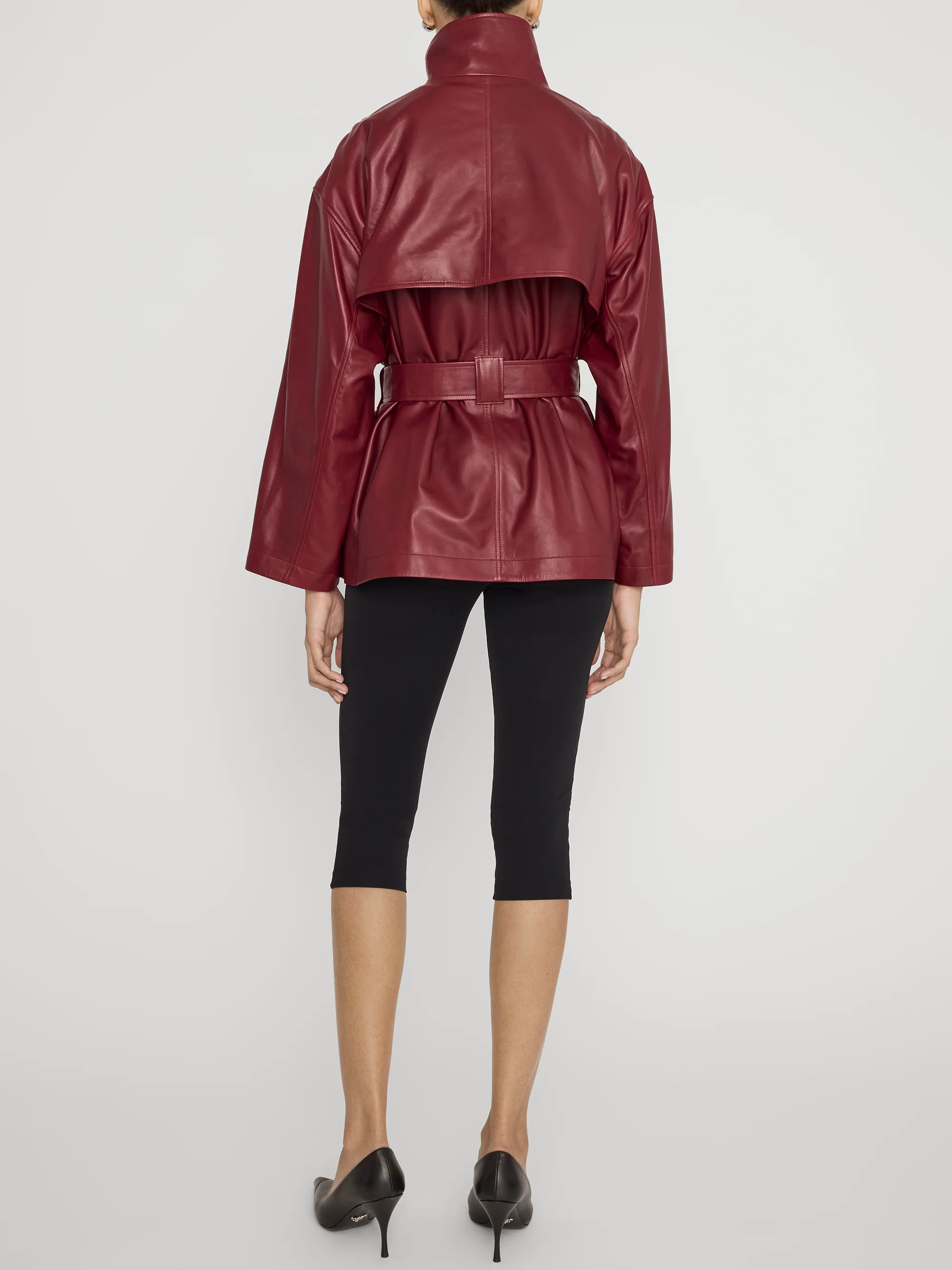 The Alexandra Leather Trench -- Burgundy - Image 6