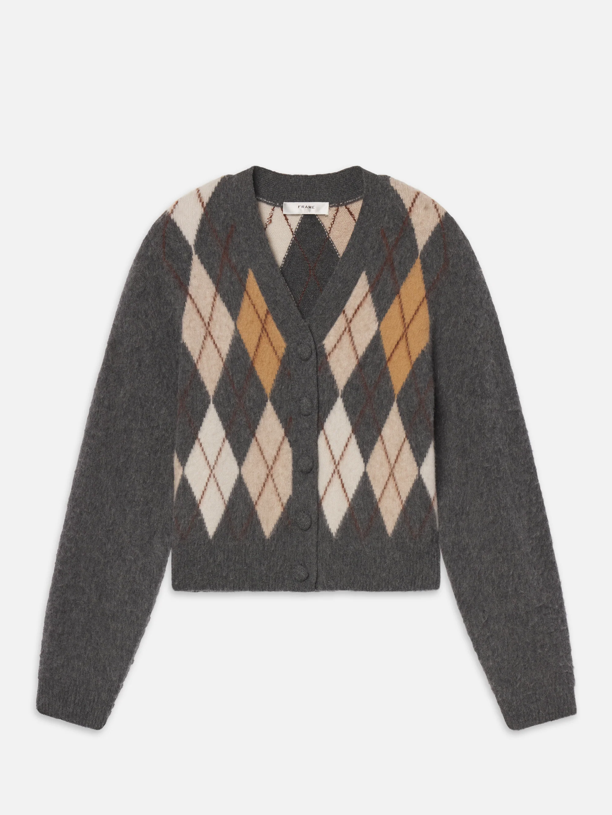 The Brushed Argyle Cardi -- Grey Multi