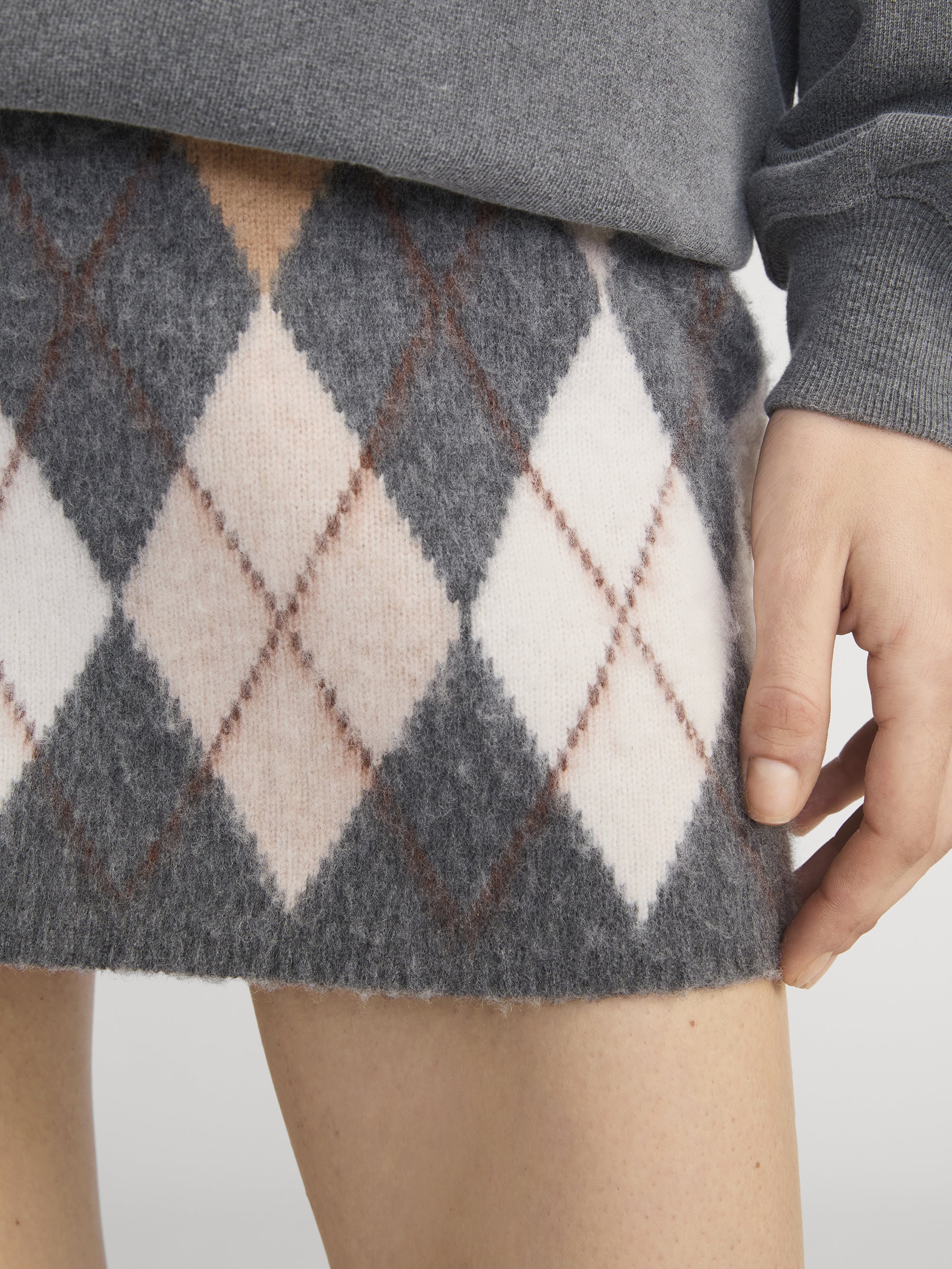The Brushed Argyle Skirt -- Grey Multi - Image 5