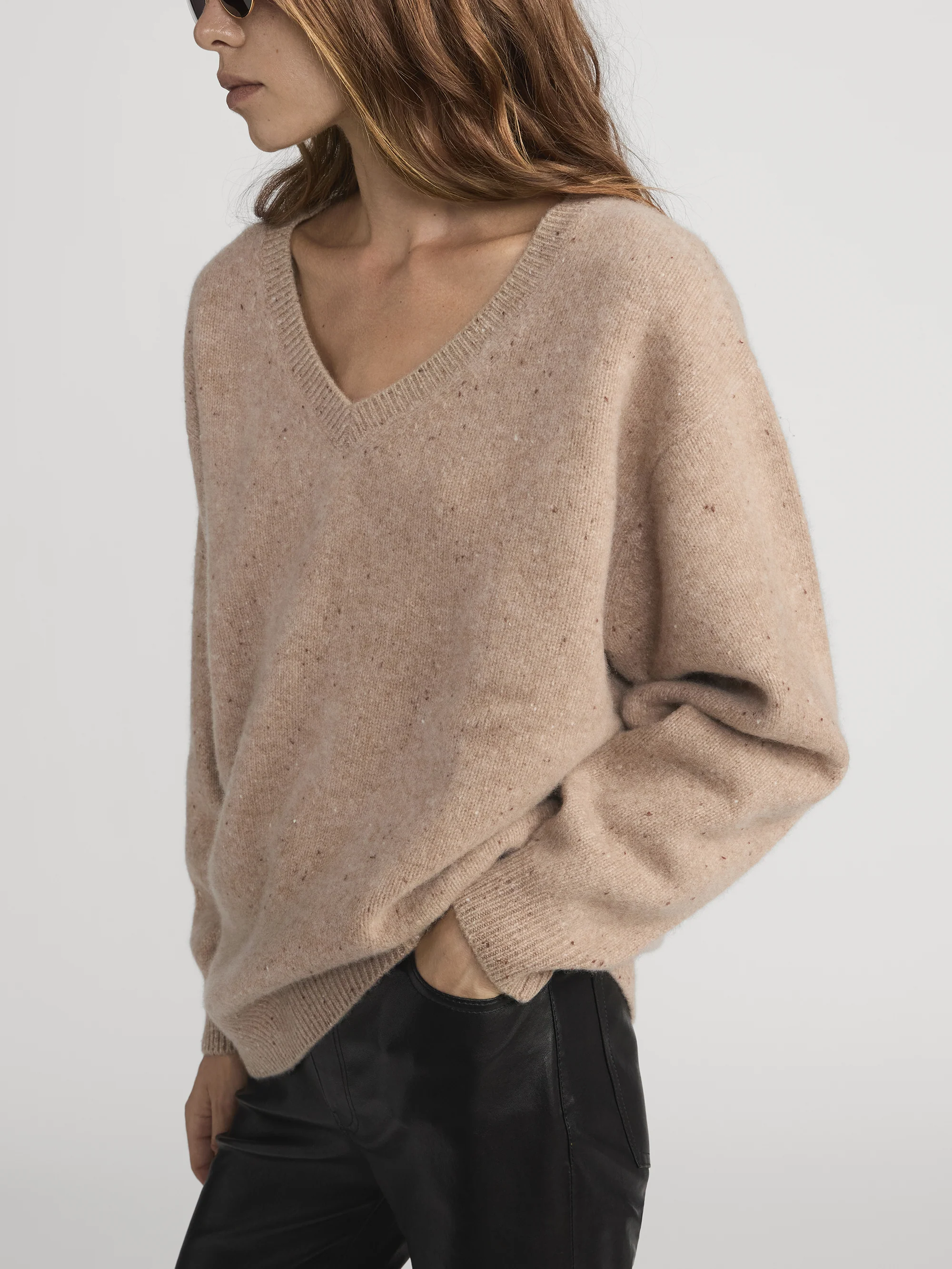 The Cashmere V Sweater -- Light Camel - Image 5