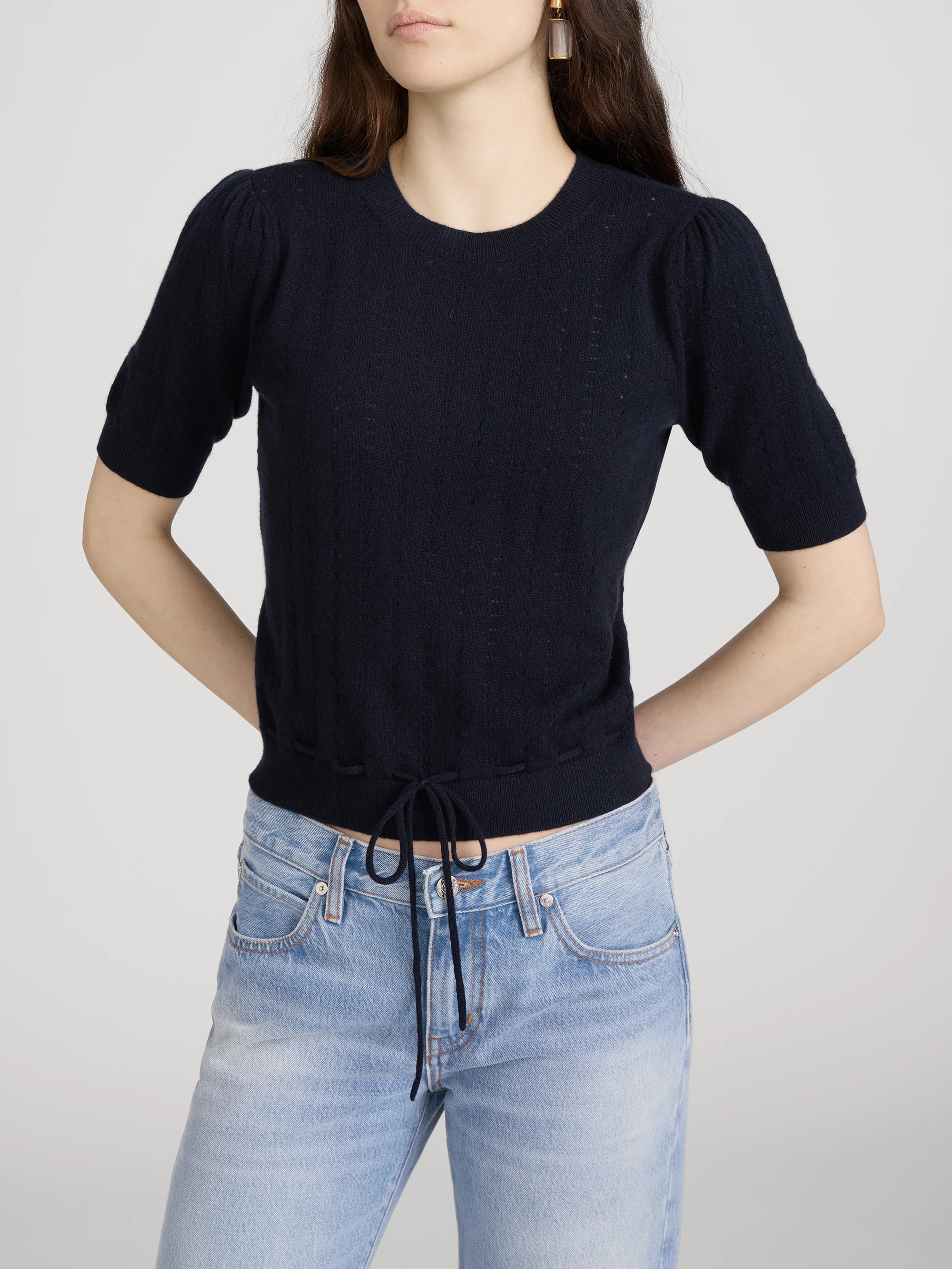 The Cashmere Charm Sweater -- Navy - Image 3