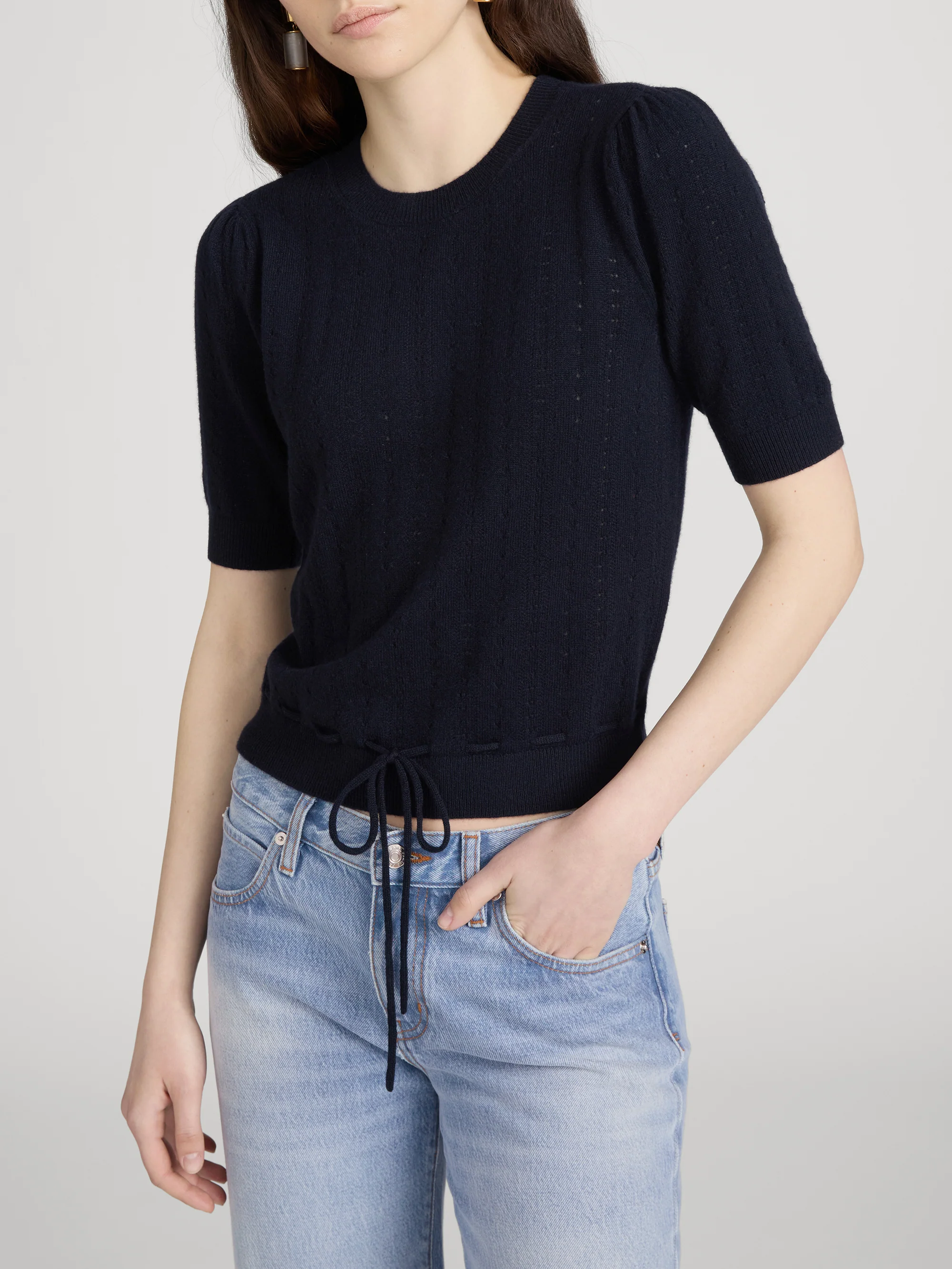 The Cashmere Charm Sweater -- Navy - Image 4