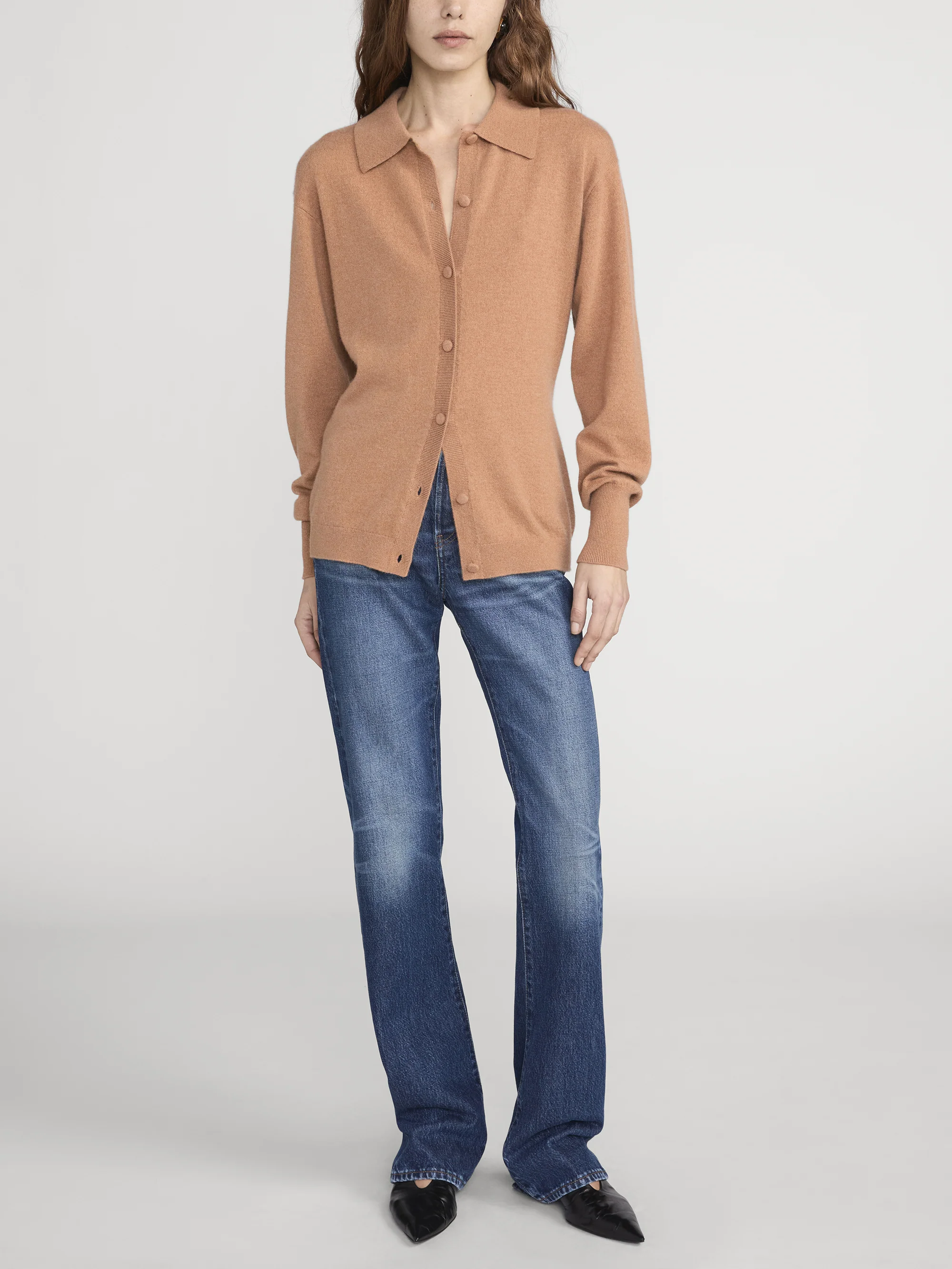 The Cashmere Collared Cardi -- Light Camel - Image 2