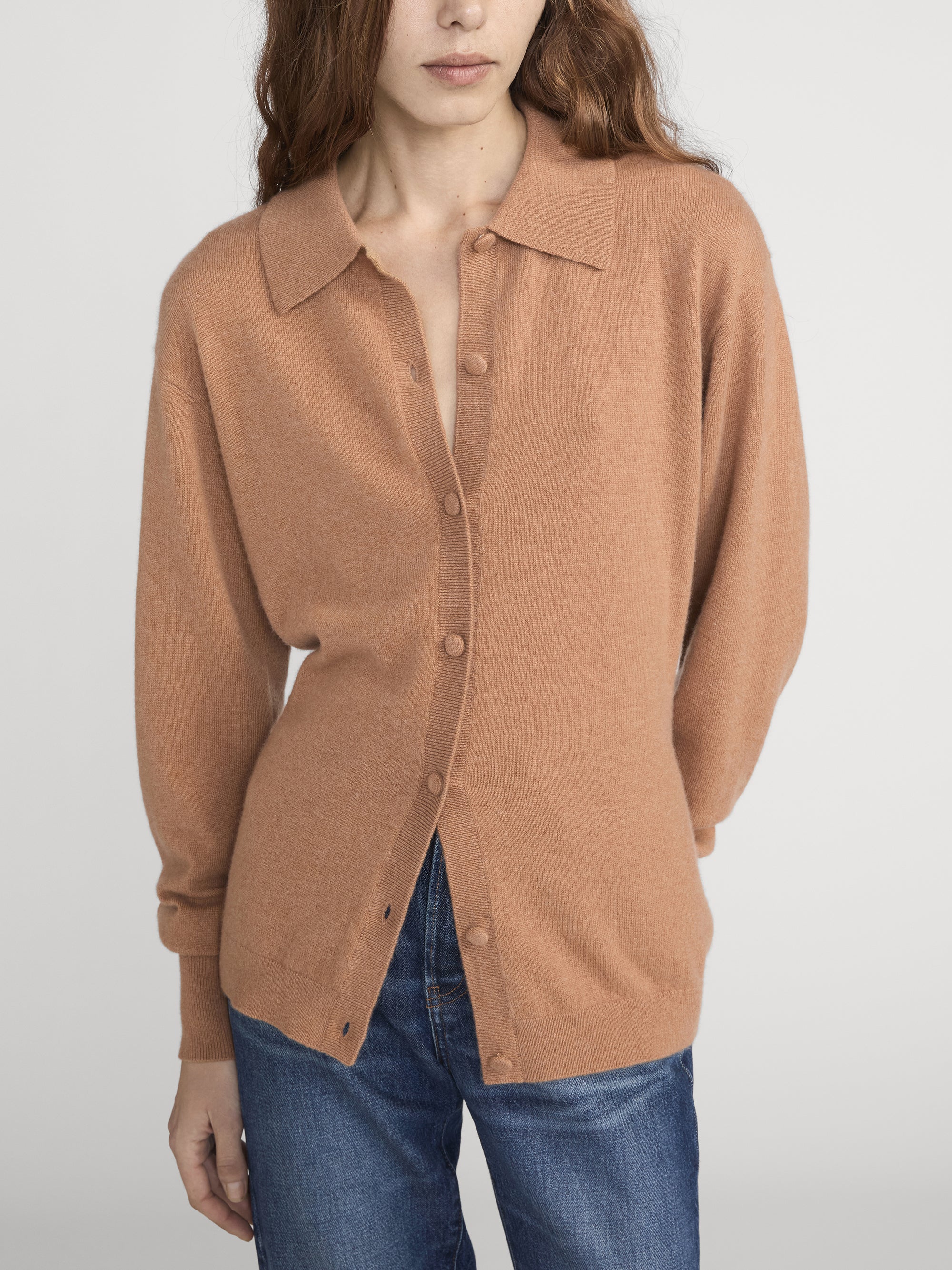 The Cashmere Collared Cardi -- Light Camel - Image 3