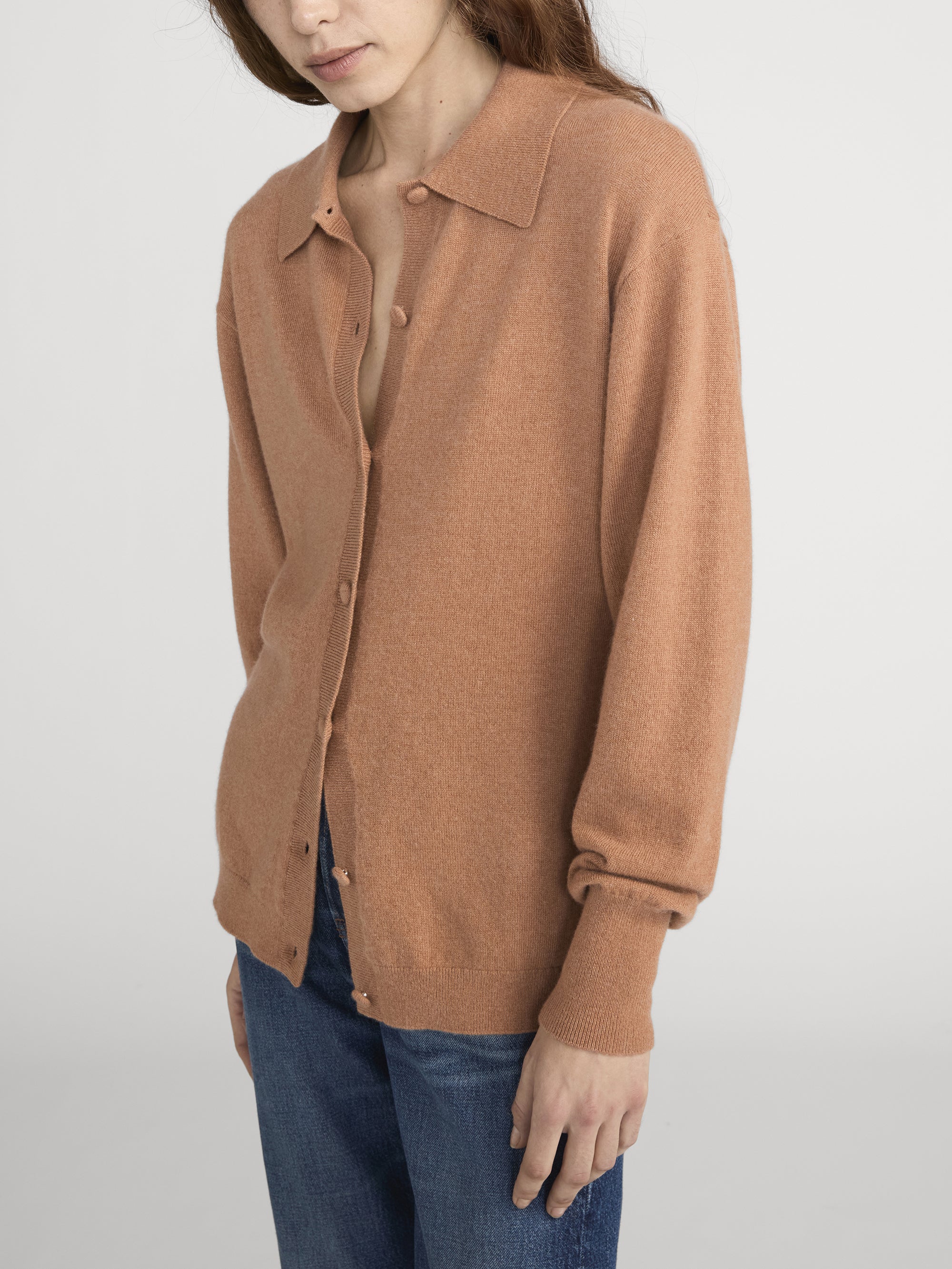 The Cashmere Collared Cardi -- Light Camel - Image 4
