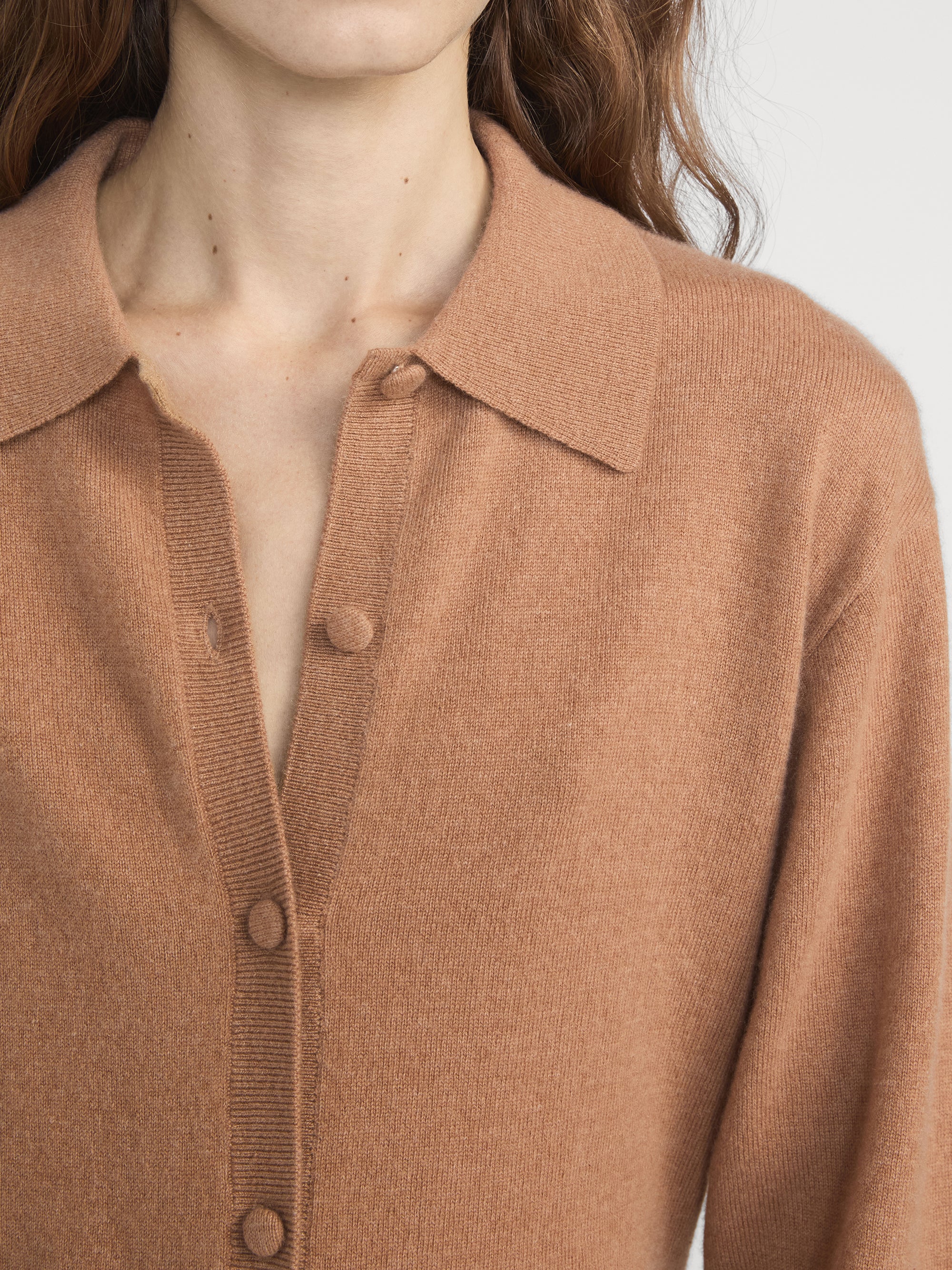 The Cashmere Collared Cardi -- Light Camel - Image 5