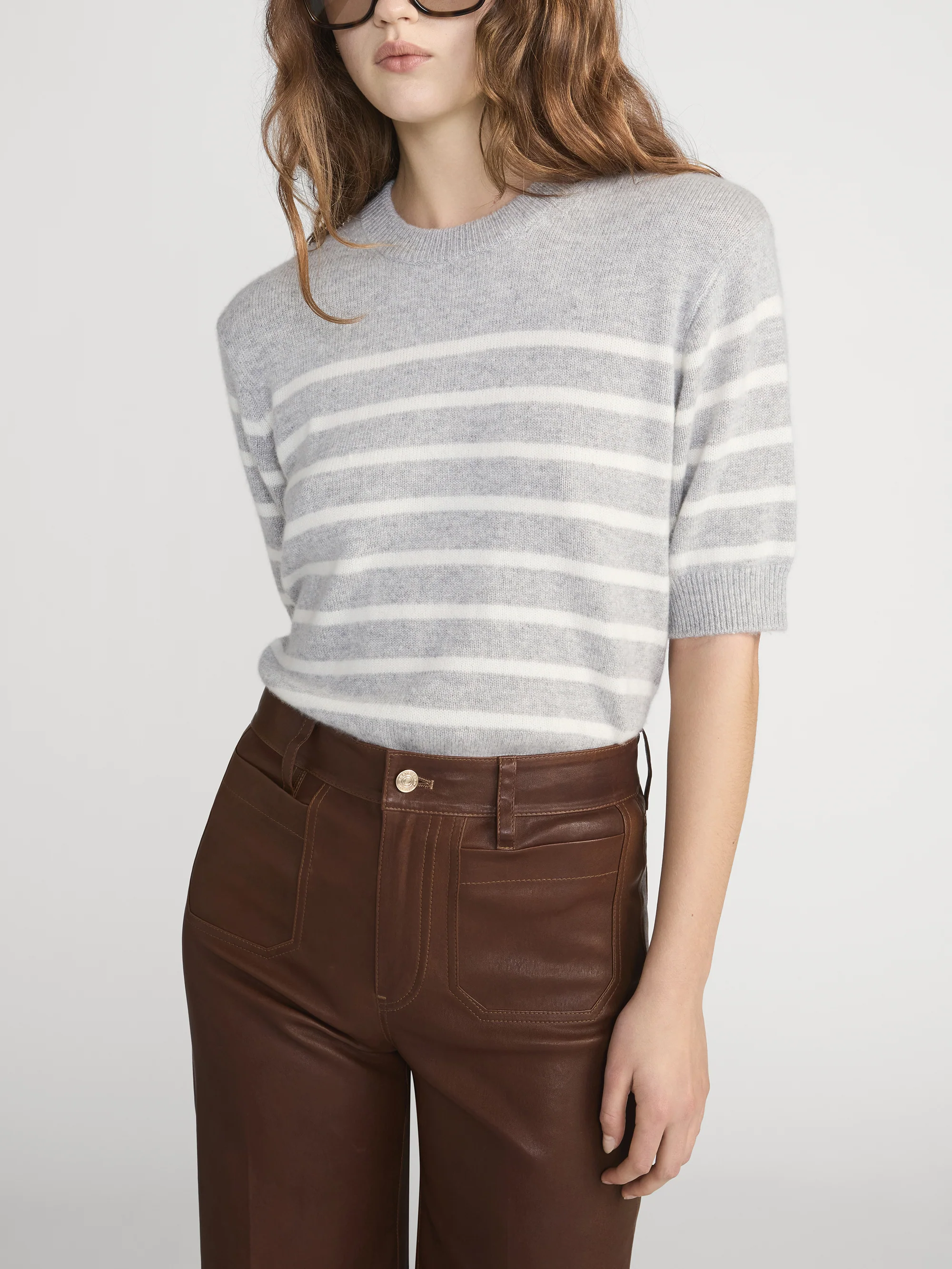 The Cashmere Easy Crew -- Grey Multi - Image 3