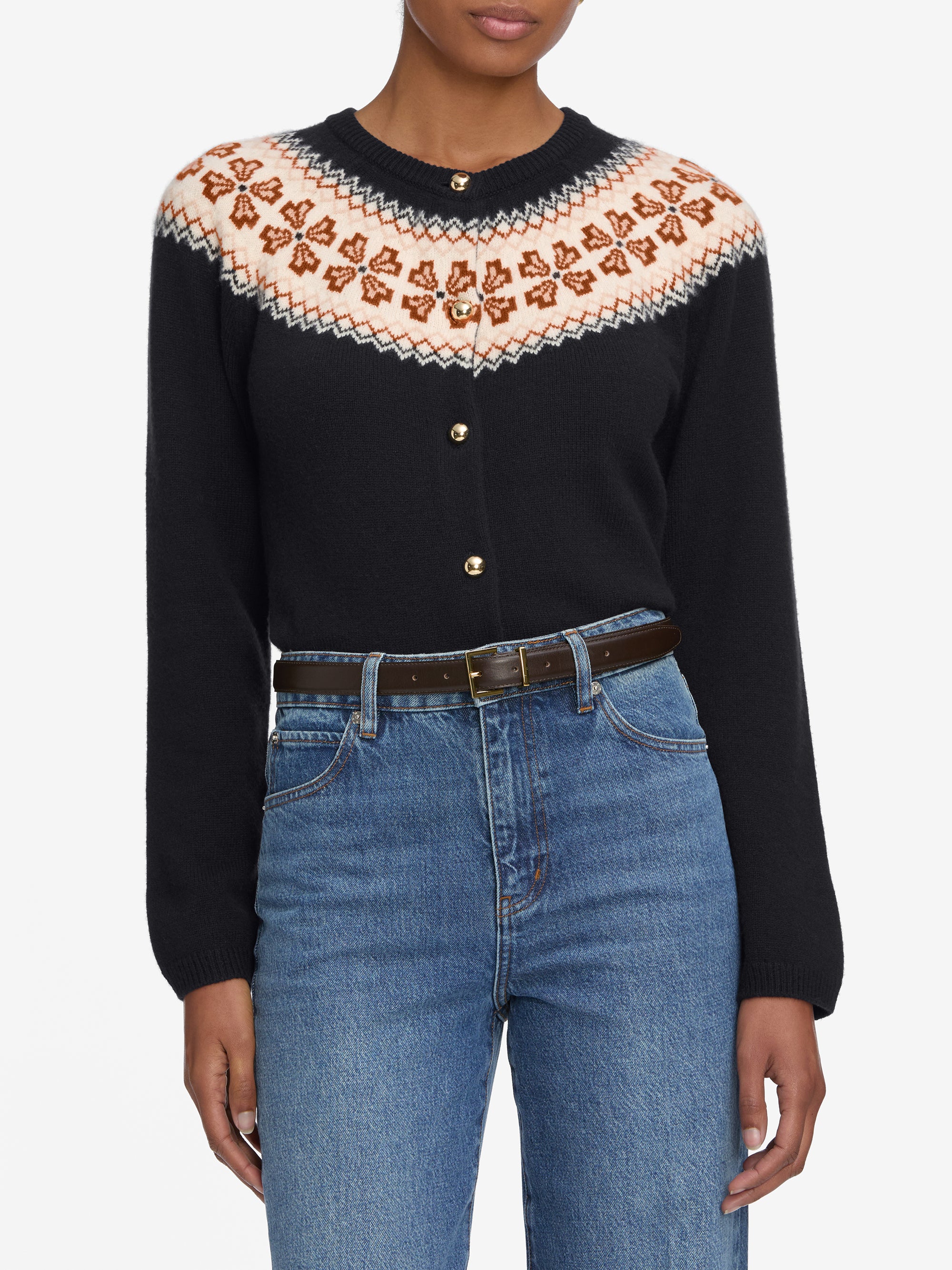 The Cashmere Fairisle Cardi -- Navy - Image 3