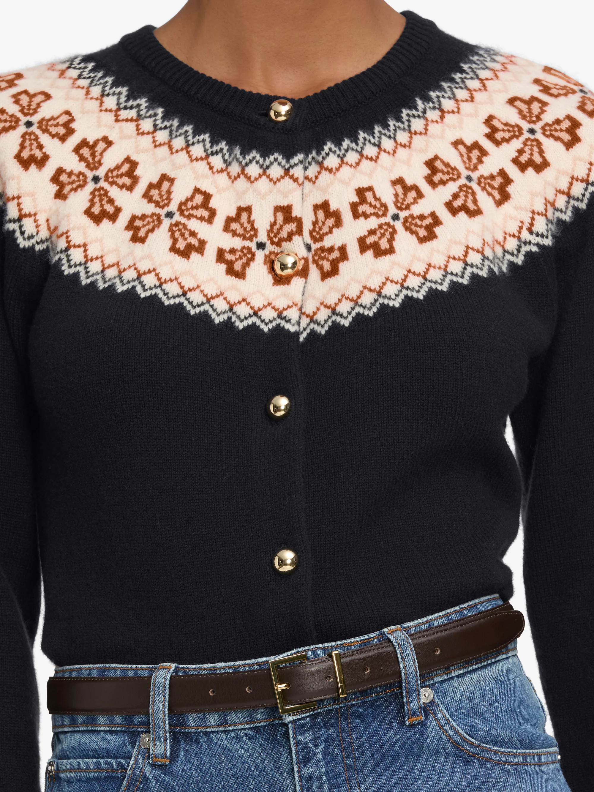 The Cashmere Fairisle Cardi -- Navy - Image 4