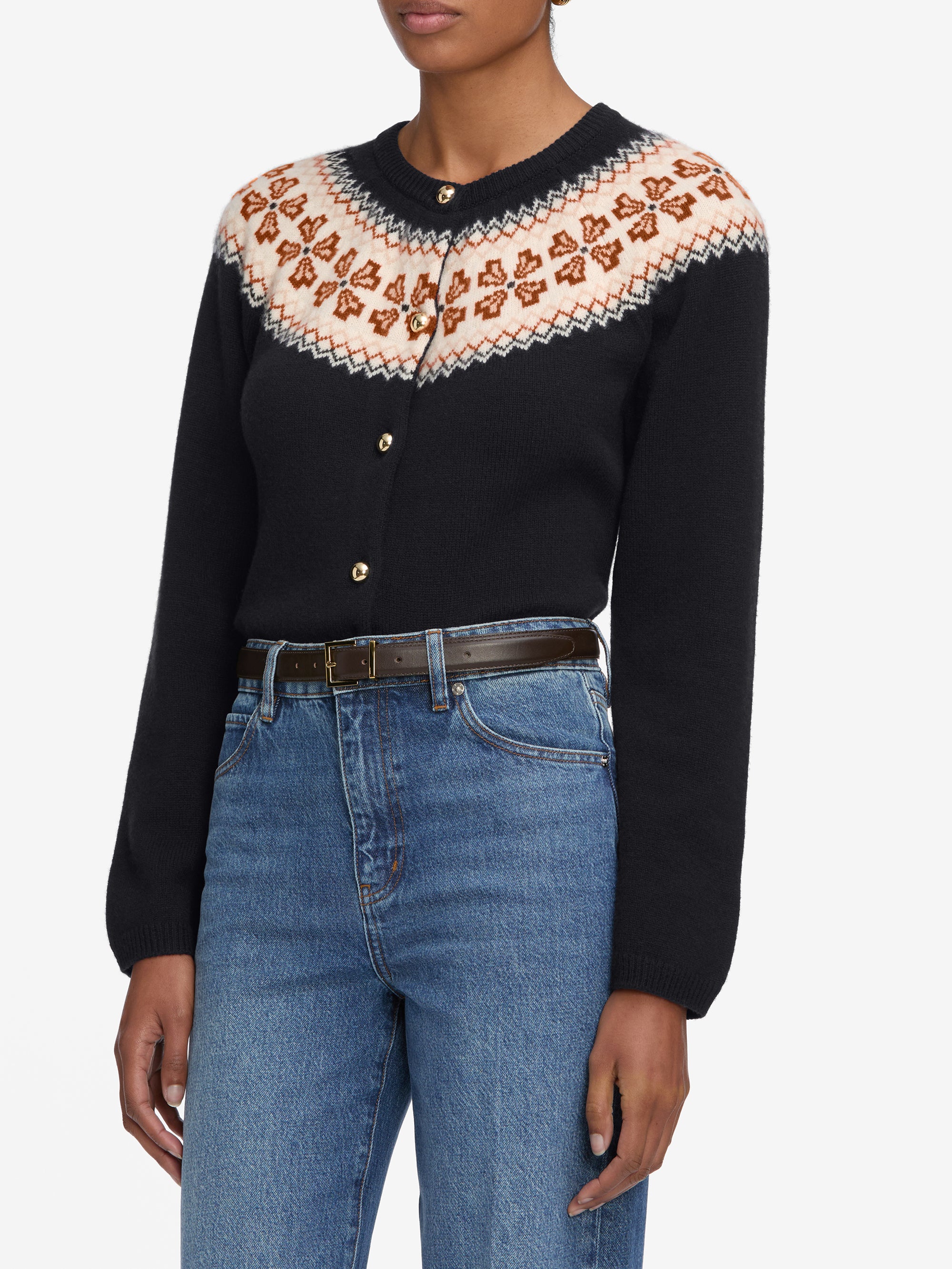 The Cashmere Fairisle Cardi -- Navy - Image 5