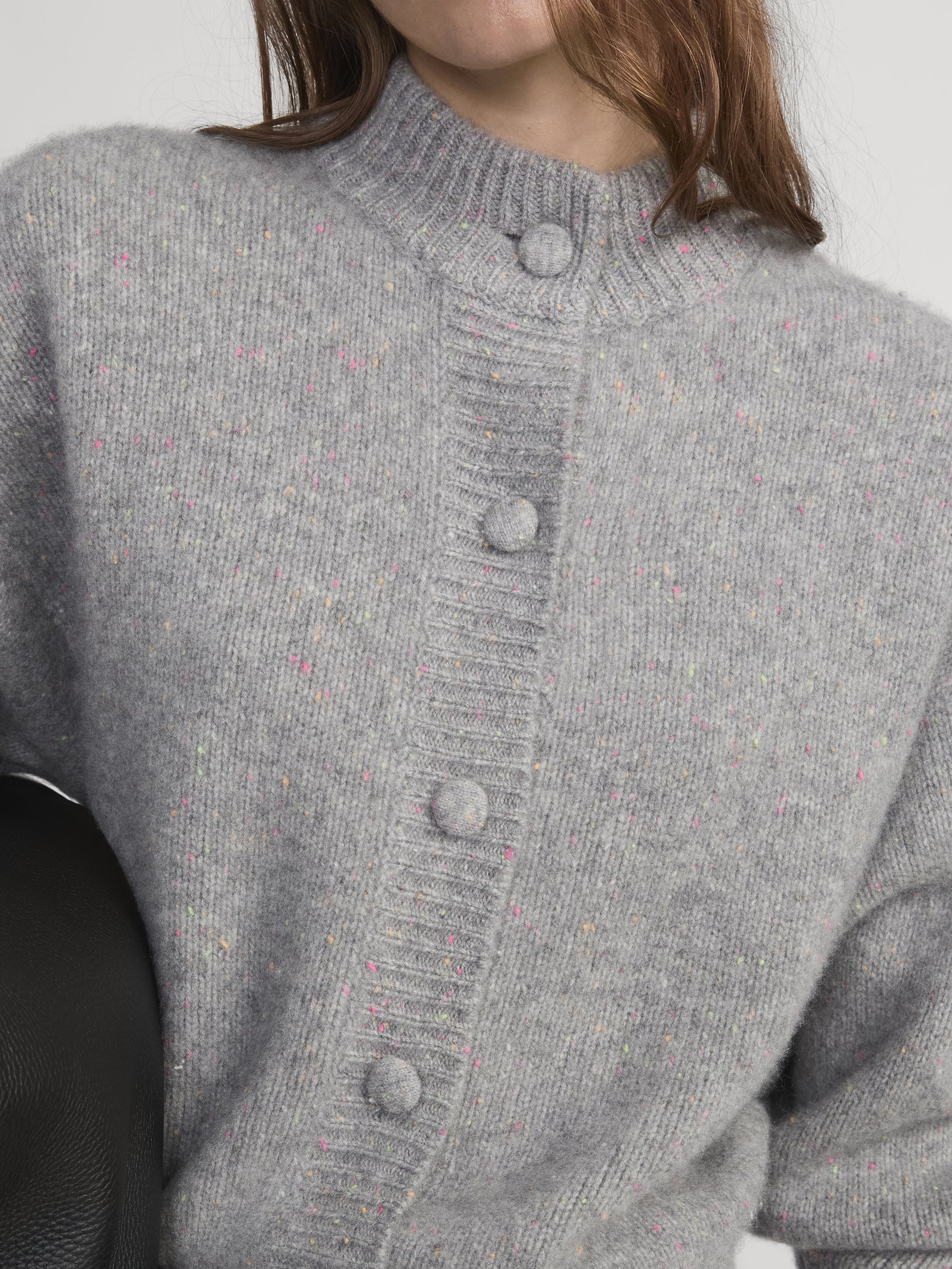 The Cashmere Fleck Cardi -- Silver - Image 4