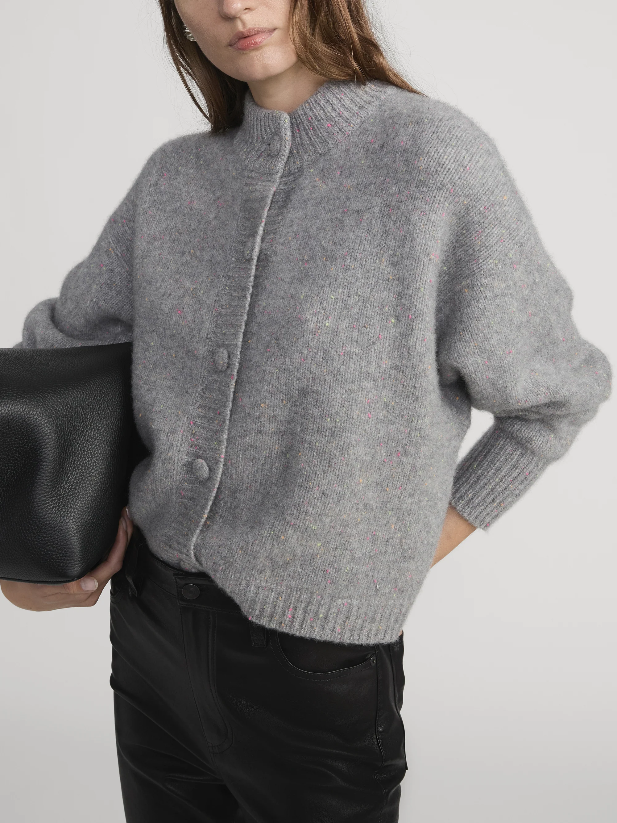 The Cashmere Fleck Cardi -- Silver - Image 5