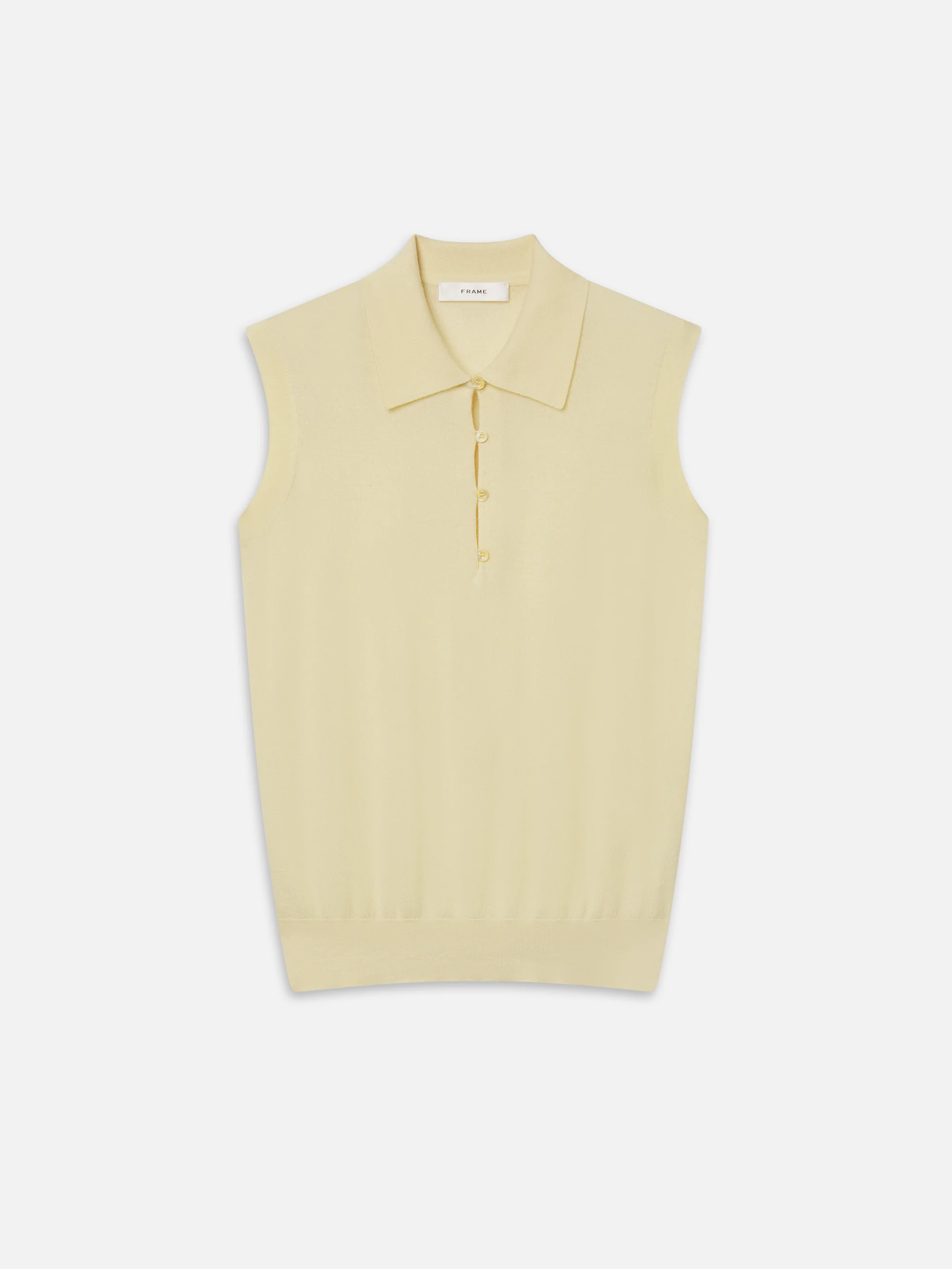 The Cashmere Sleeveless Polo -- Lemon