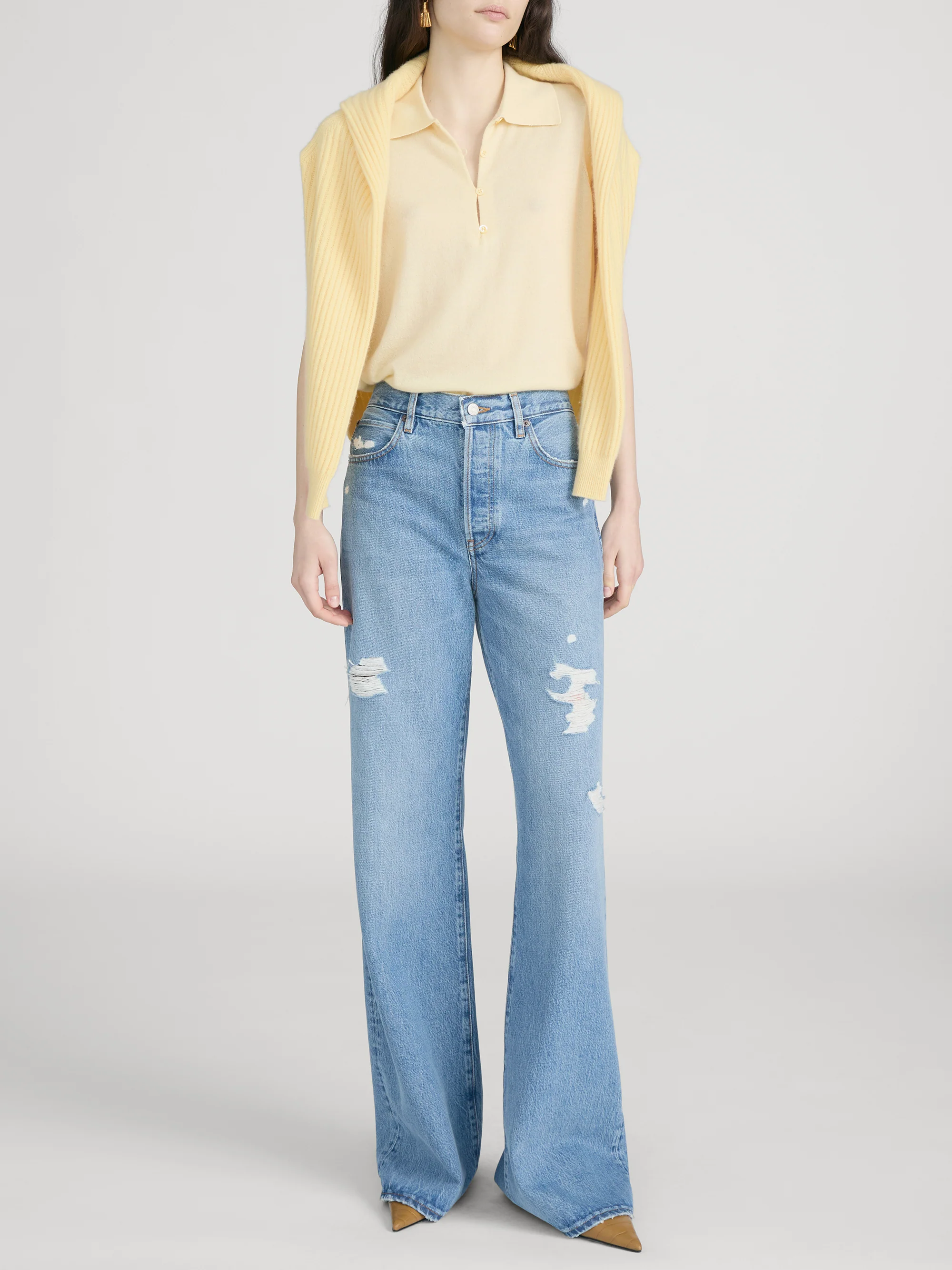 The Cashmere Sleeveless Polo -- Lemon - Image 2