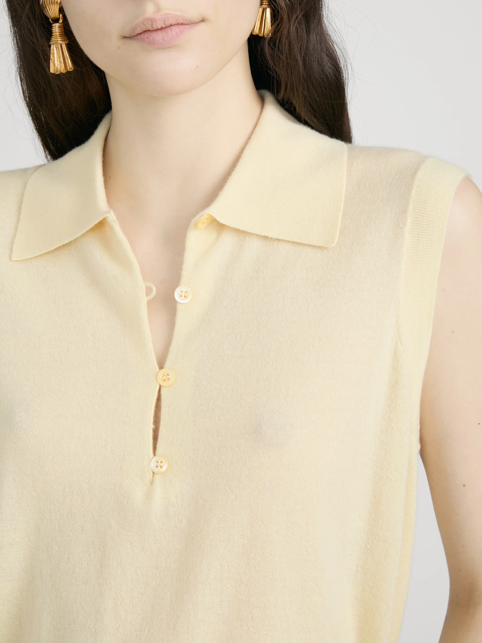 The Cashmere Sleeveless Polo -- Lemon - Image 5