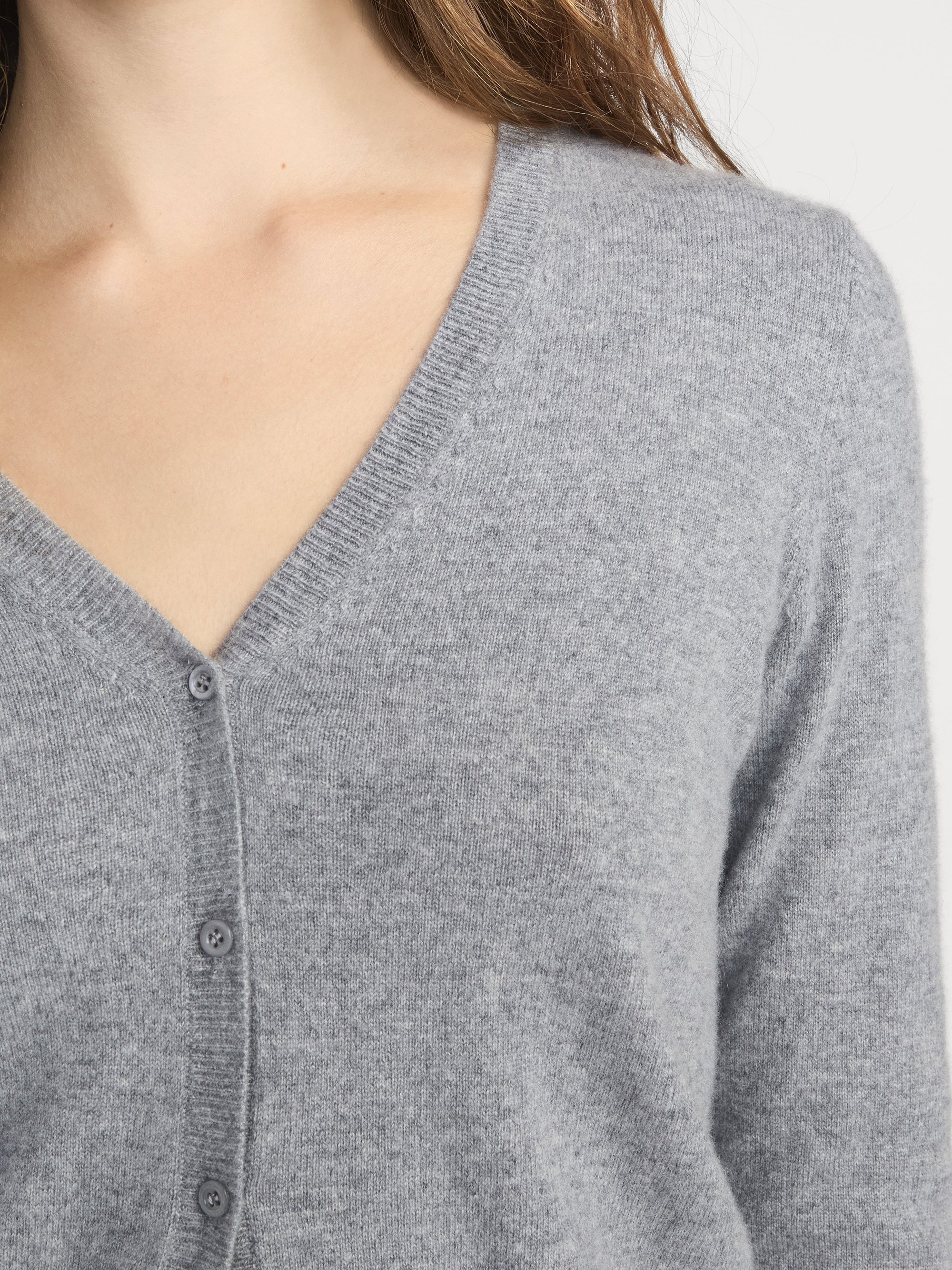 The Cashmere V Cardi -- Heather Grey - Image 5