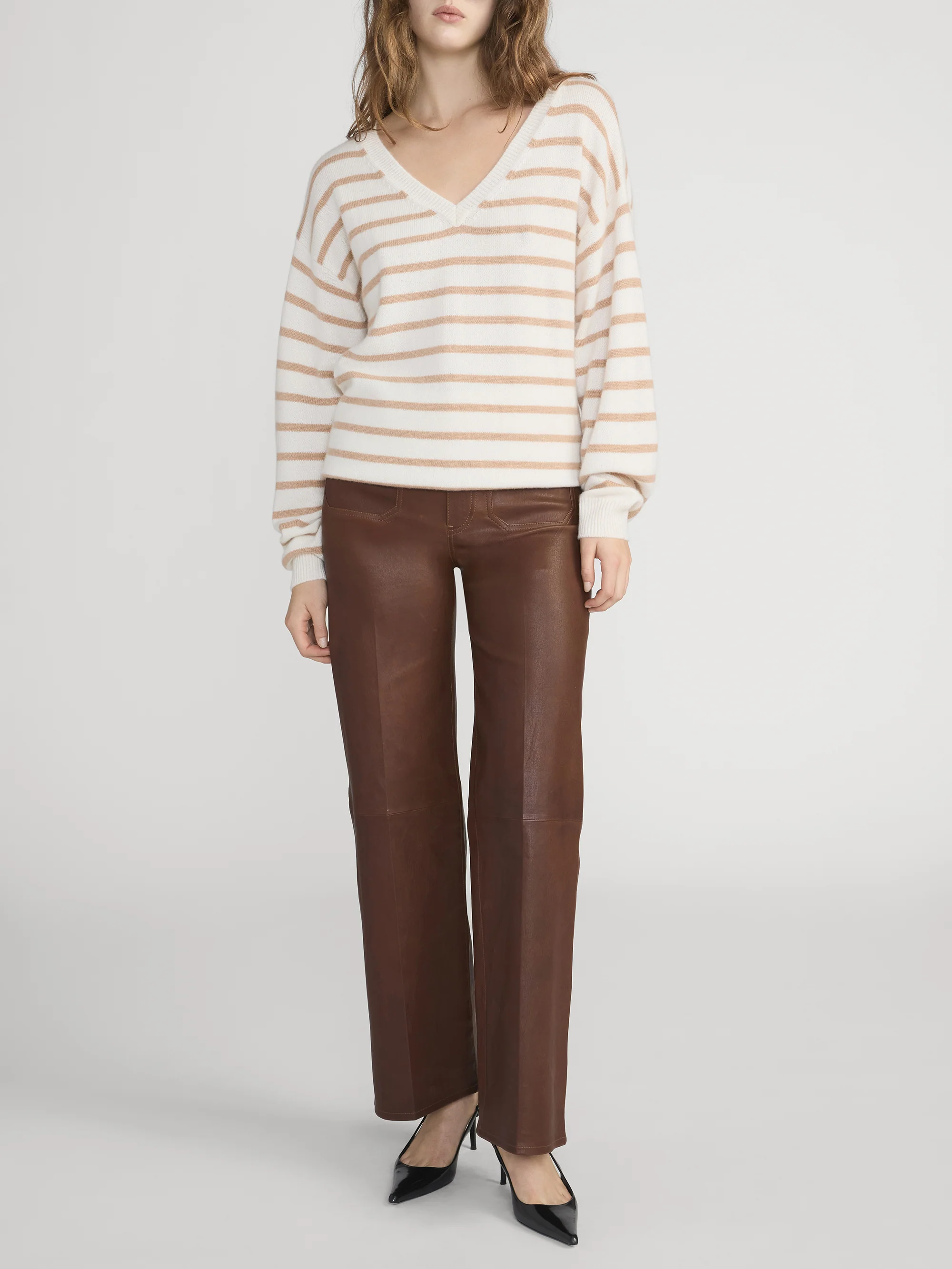 The Cashmere V Sweater -- Cream Multi - Image 2