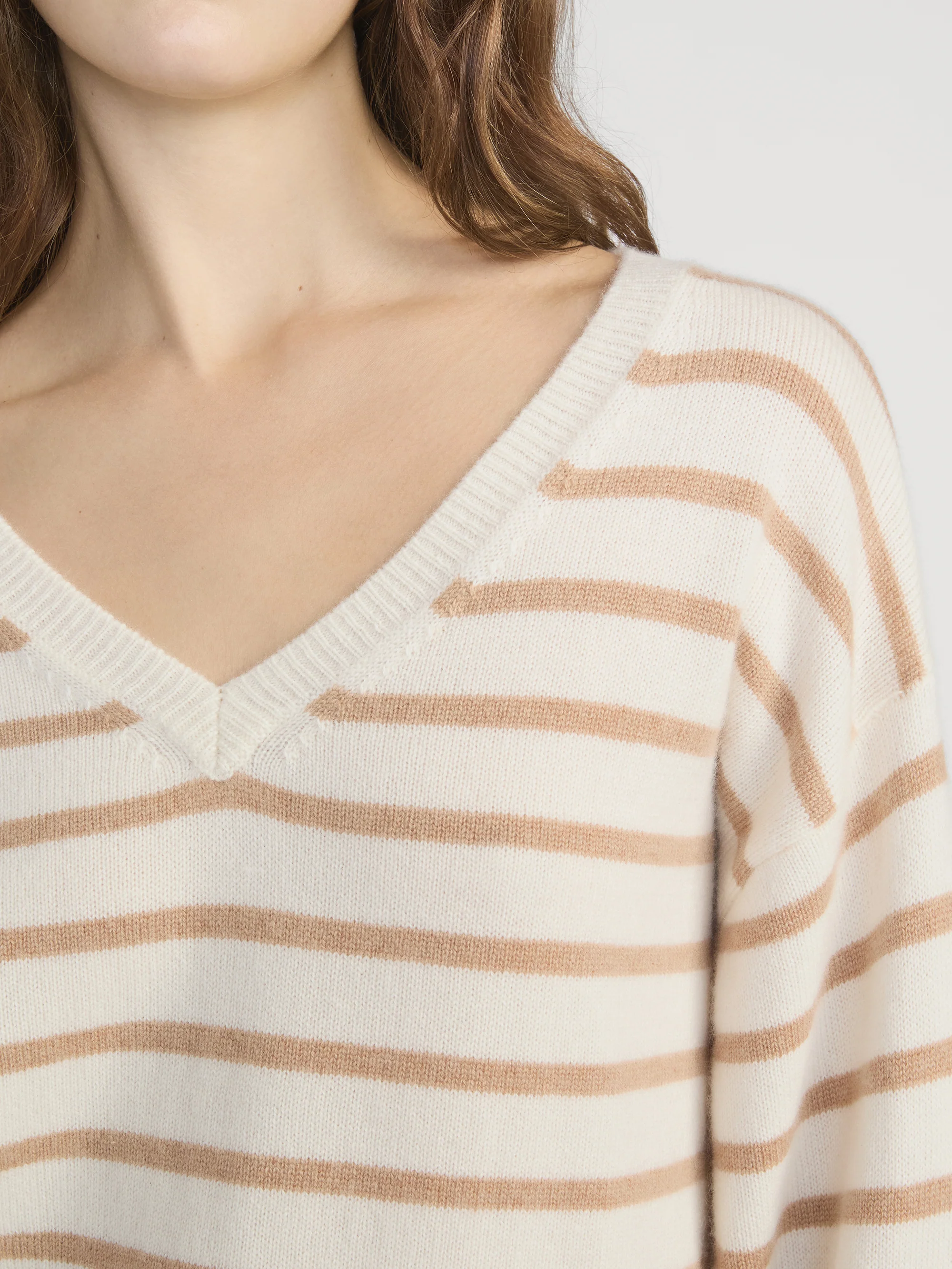 The Cashmere V Sweater -- Cream Multi - Image 5