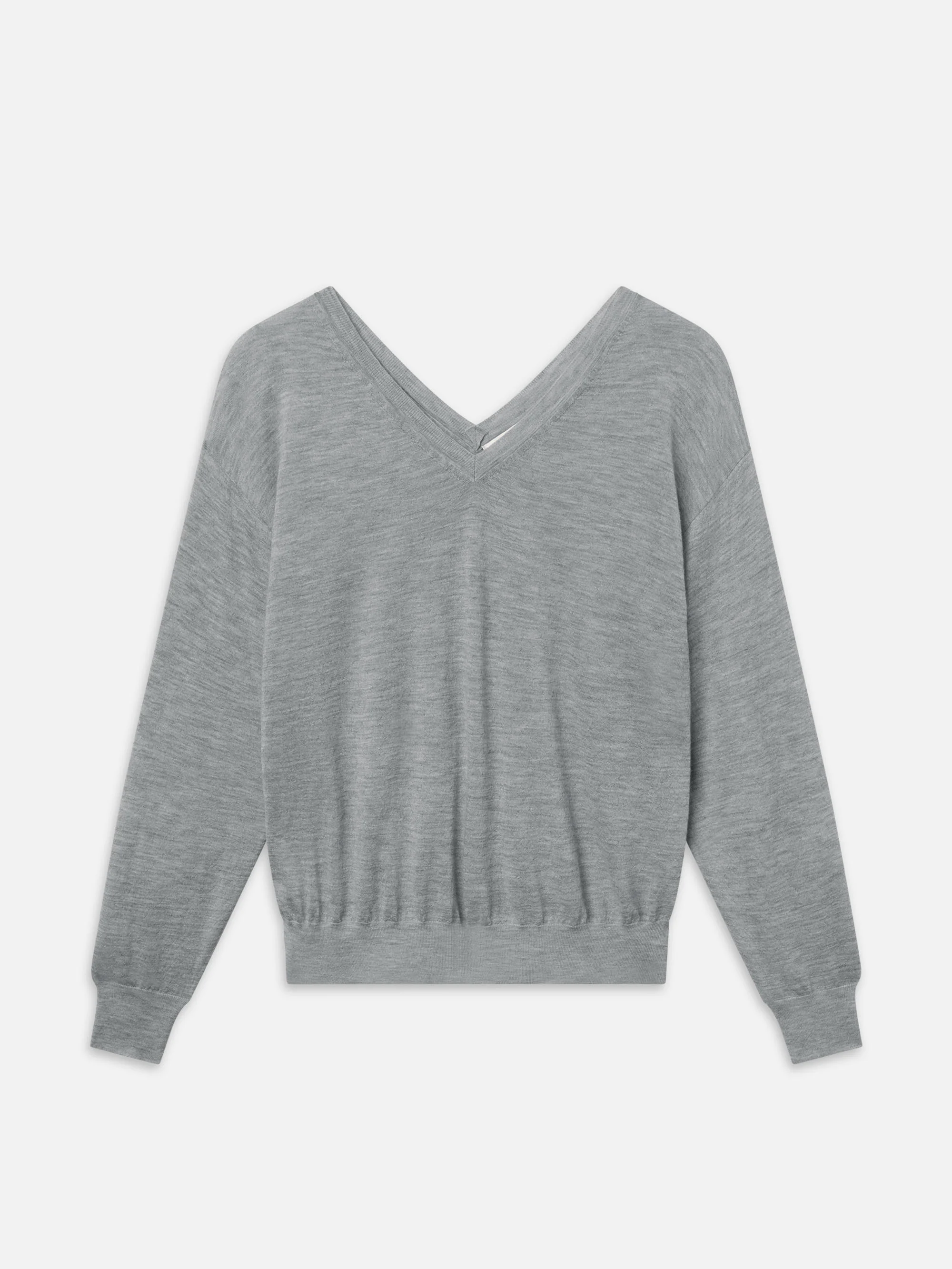 The Cashmere V Neck Sweater -- Heather Grey