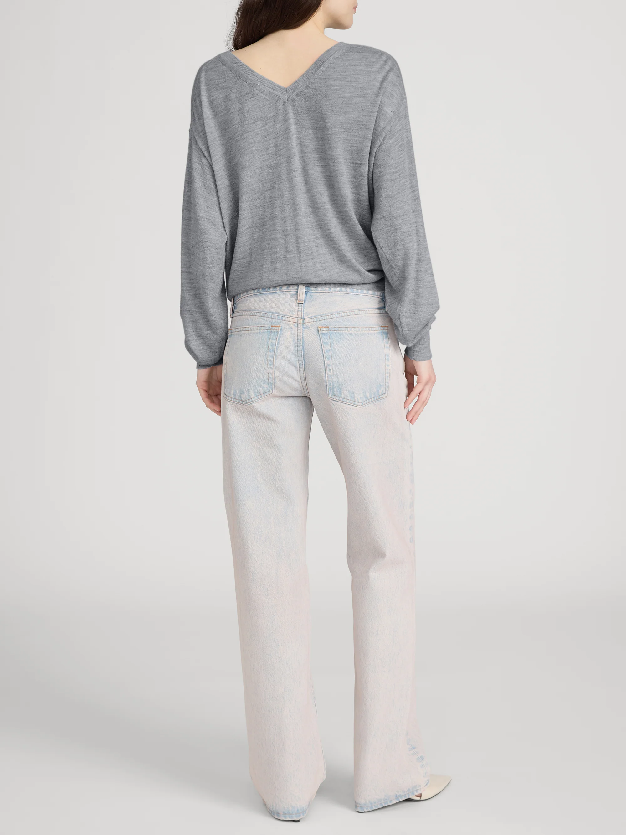 The Cashmere V Neck Sweater -- Heather Grey - Image 6