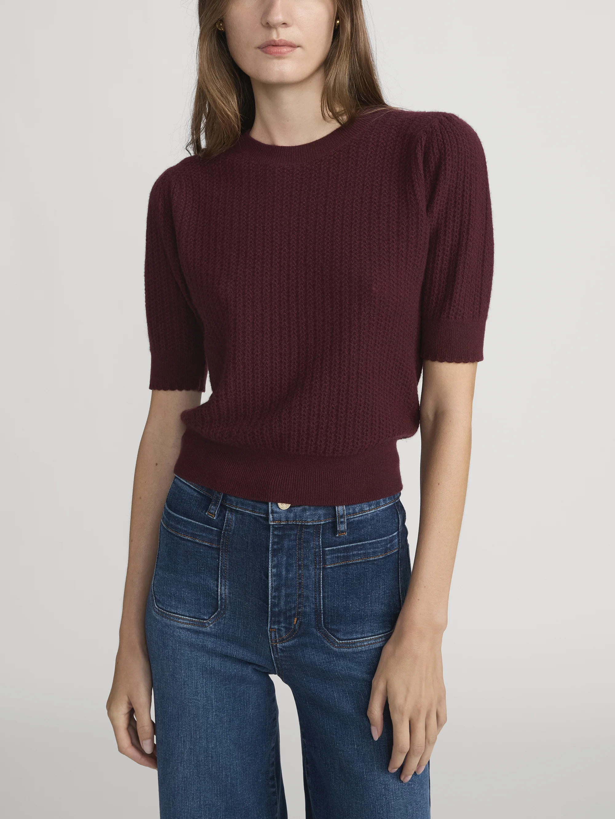 The Chain Pointelle Sweater -- Cabernet - Image 3