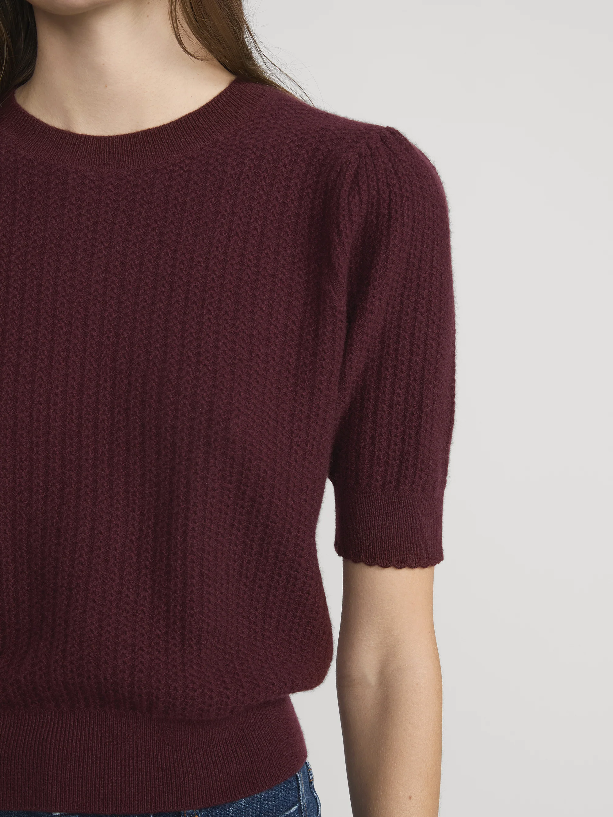 The Chain Pointelle Sweater -- Cabernet - Image 4