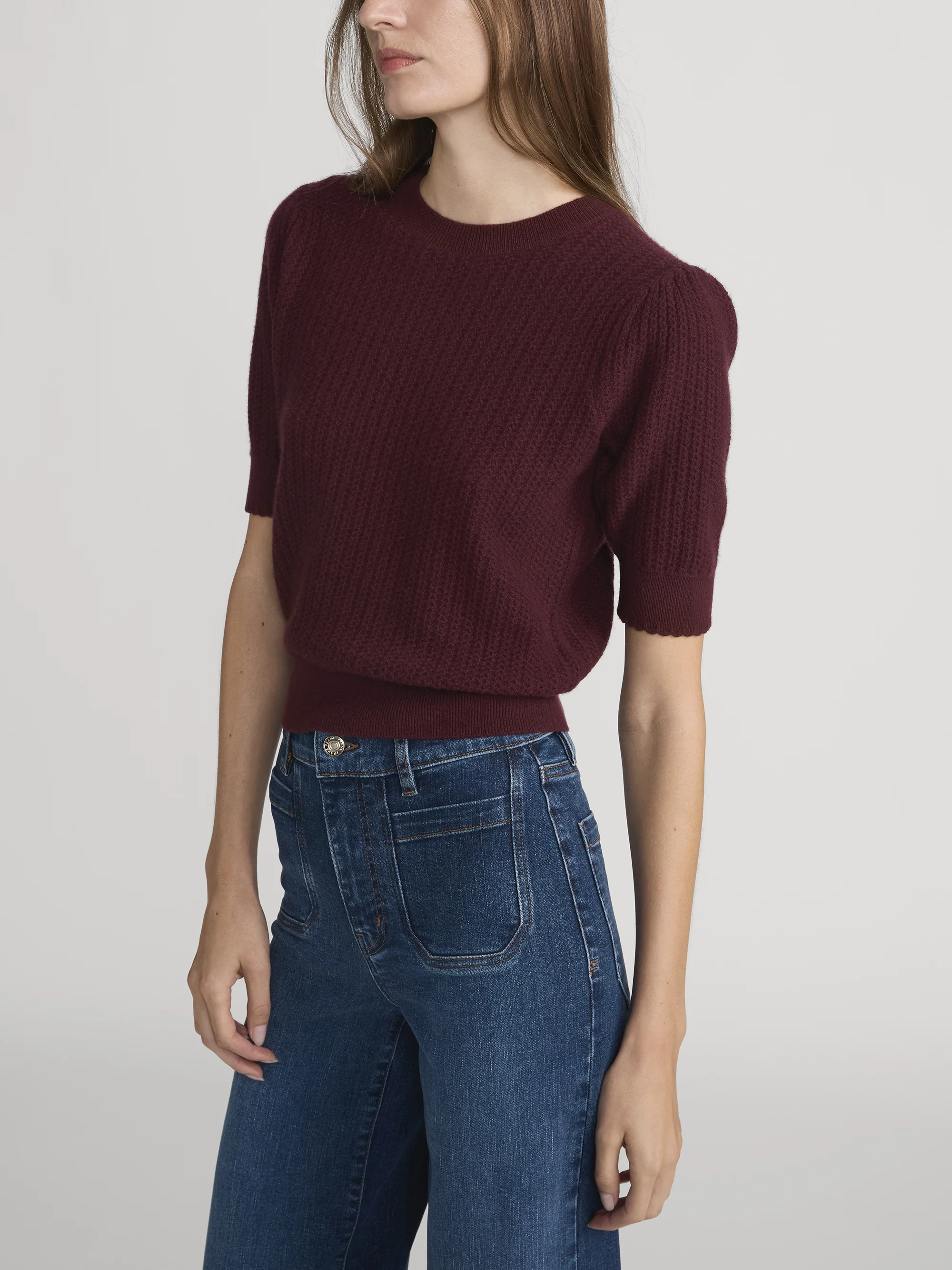 The Chain Pointelle Sweater -- Cabernet - Image 5