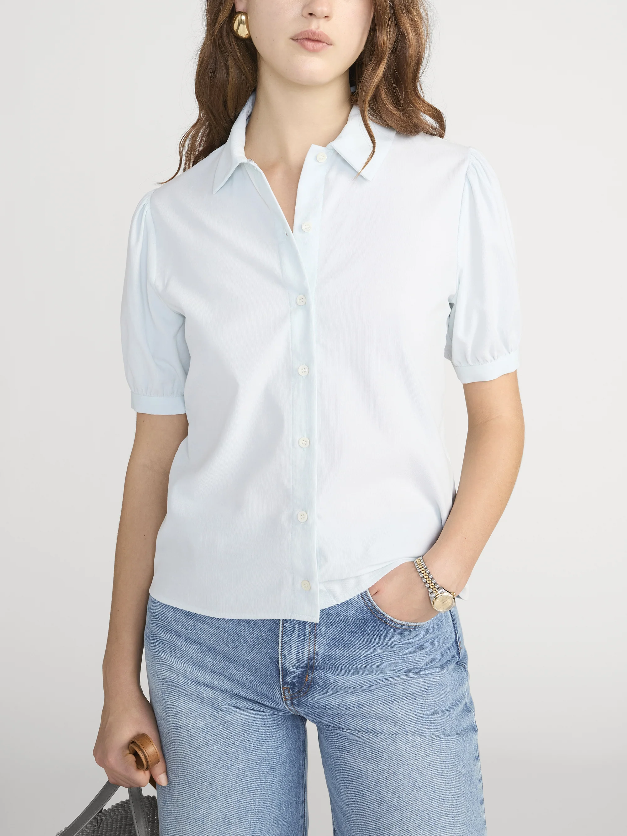 The Cord Staple Blouse -- Ice Blue - Image 3