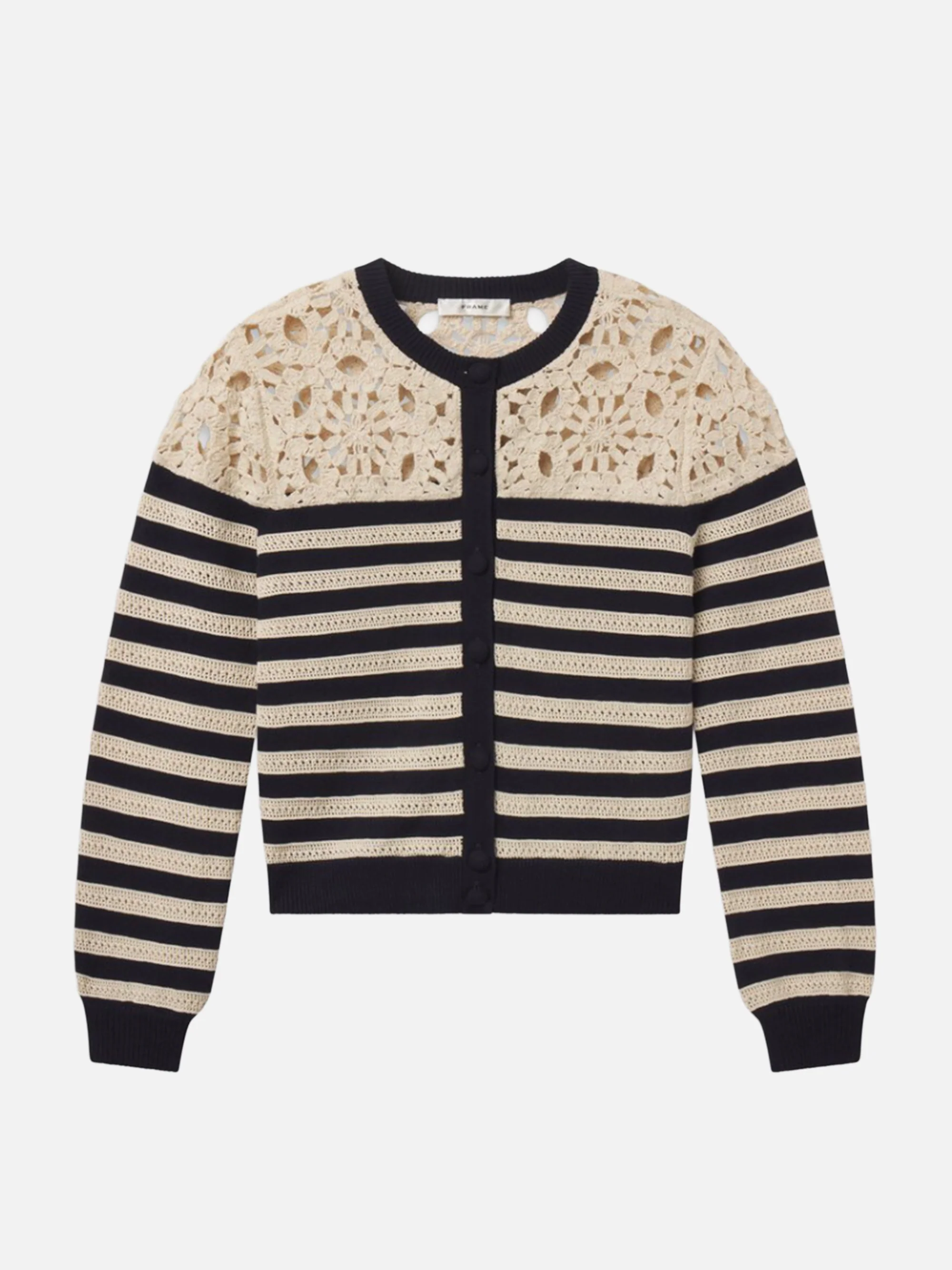 The Crochet Captain Cardigan -- Cream Multi