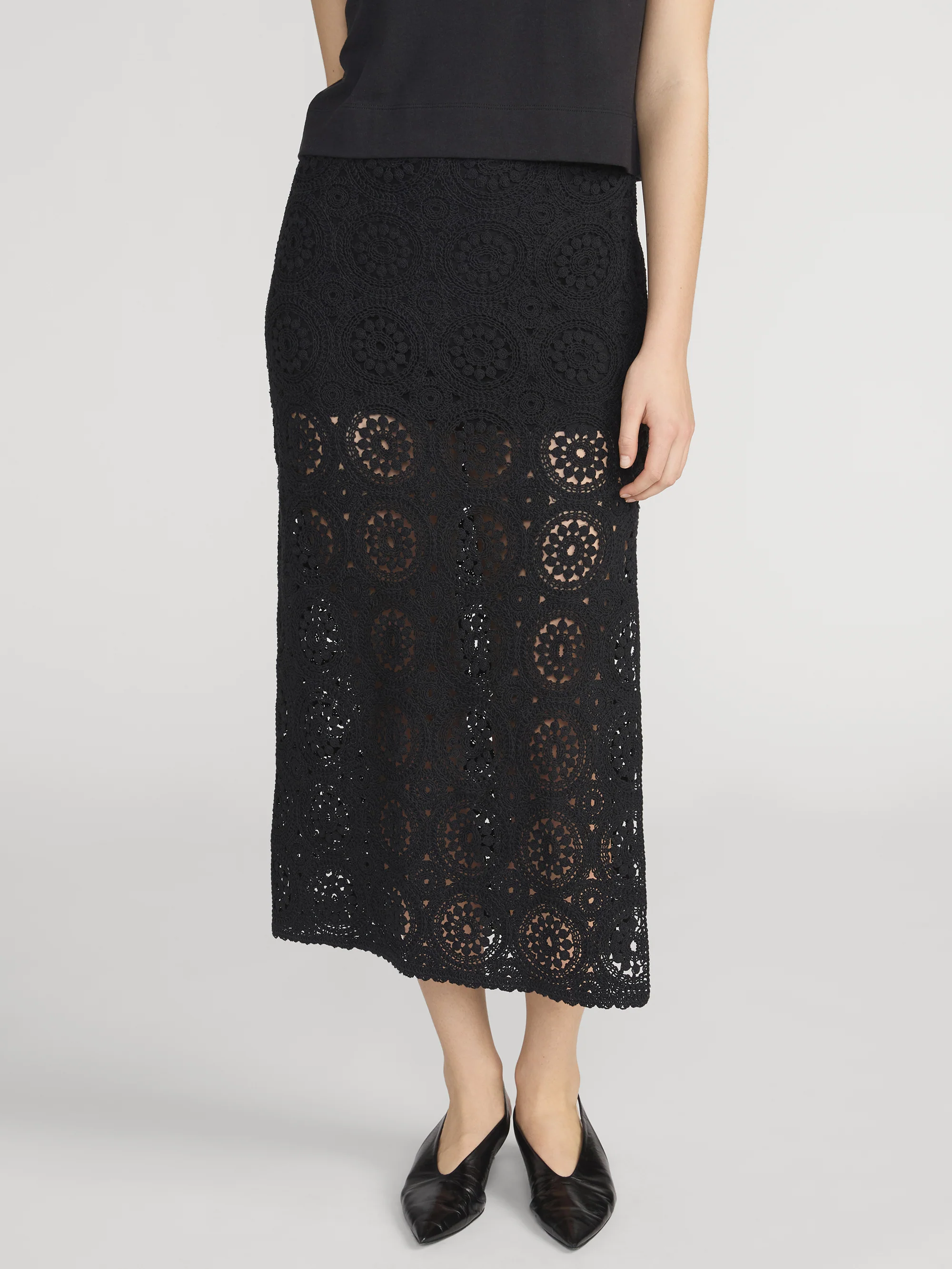 The Crochet Midi Skirt -- Black - Image 3
