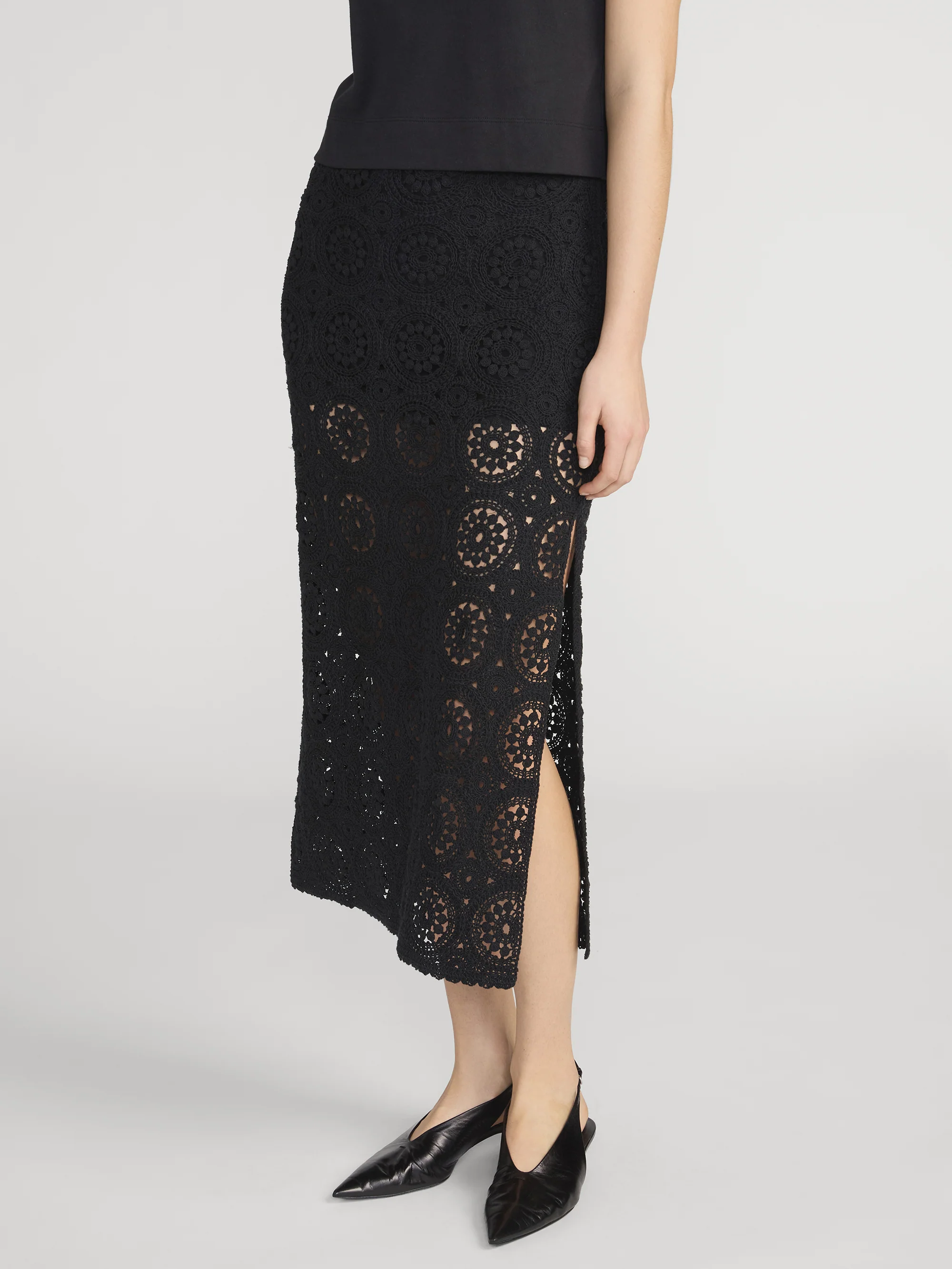 The Crochet Midi Skirt -- Black - Image 4