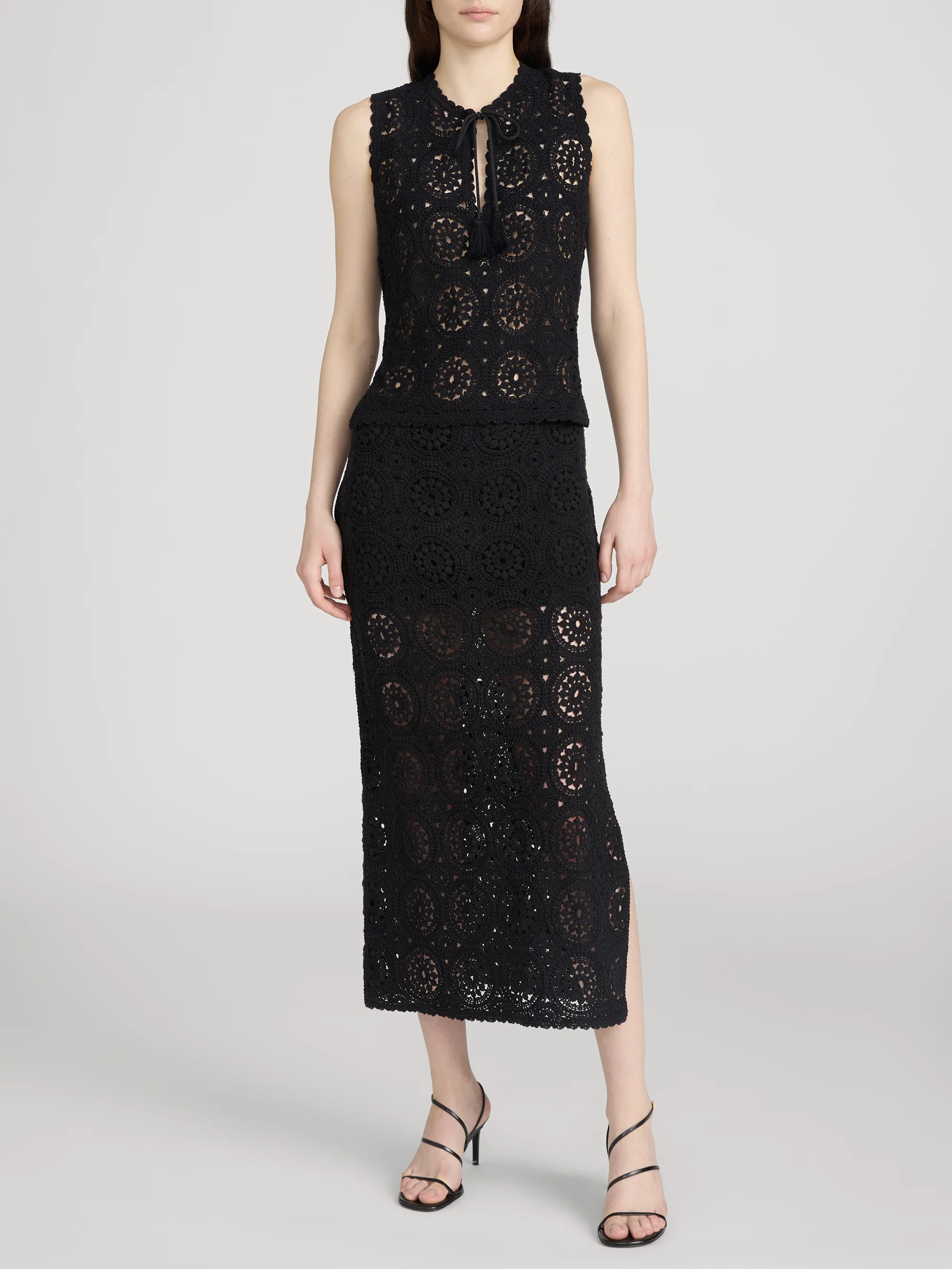 The Crochet Tassel Popover Top -- Black - Image 2