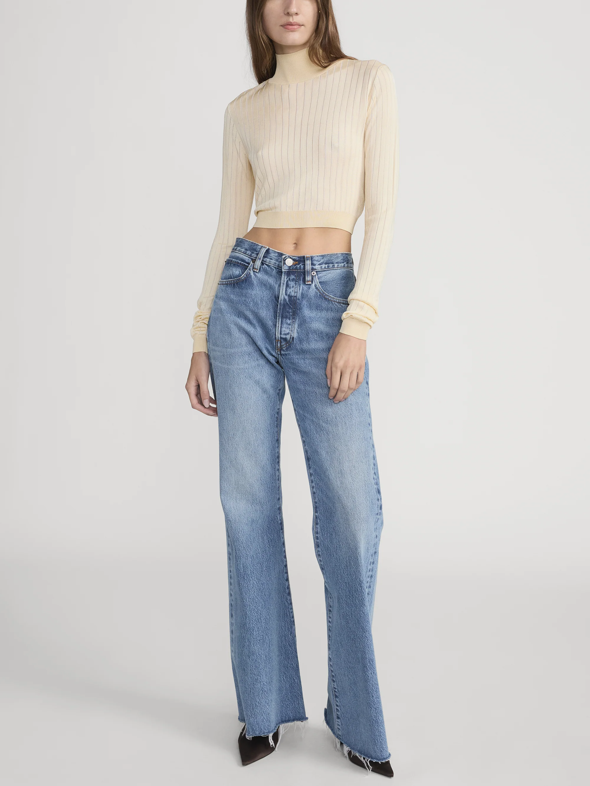 The Crop Fitted Turtleneck -- Butter - Image 2